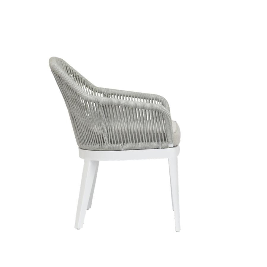 Sunset West - 4401-1-57005 - Miami Olefin Rope & Aluminum Patio Dining Chair W/ Sunbrella Echo Ash Cushion - Side View thumbnail