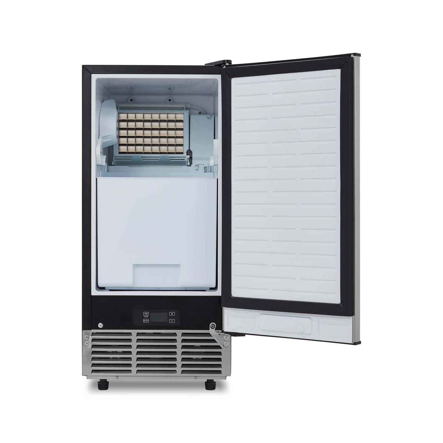 NewAir NCI080SS00 15 Inch 80 Lb.Right Hinge Ice Maker - Door Open Empty - White Background thumbnail