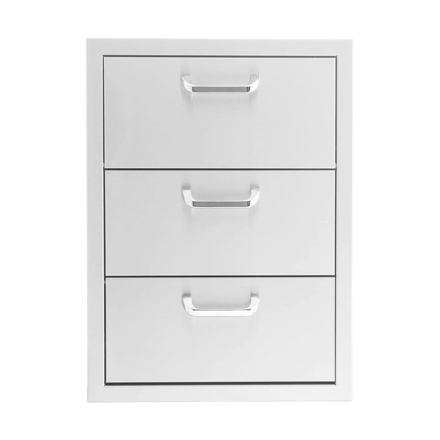 BBQGuys Signature 16-in Stainless Steel Double Access Drawer w/ Paper Towel Dispenser - Traditional Handles - White Background thumbnail