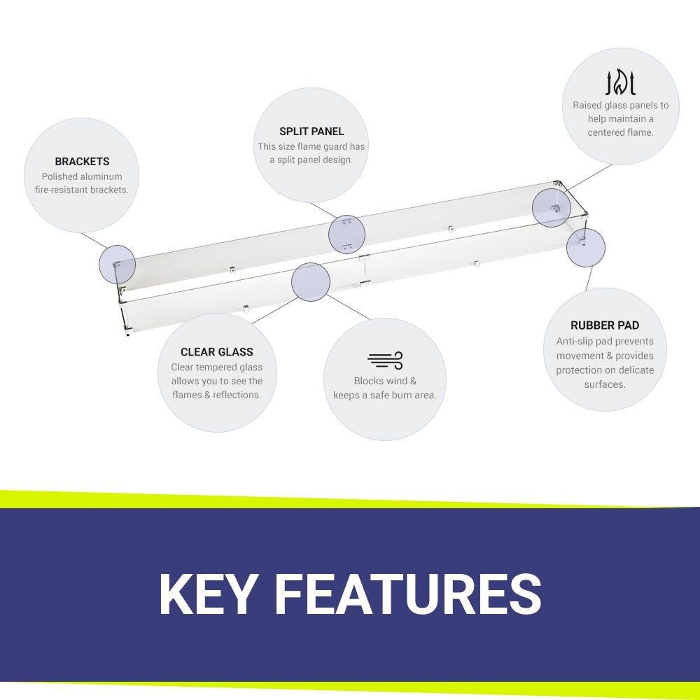 BBQGuys Signature FG-LCB-72 Polished Glass Flame Guard For 72-Inch Linear Drop-In Fire Pit Pans - Feature Bullets thumbnail