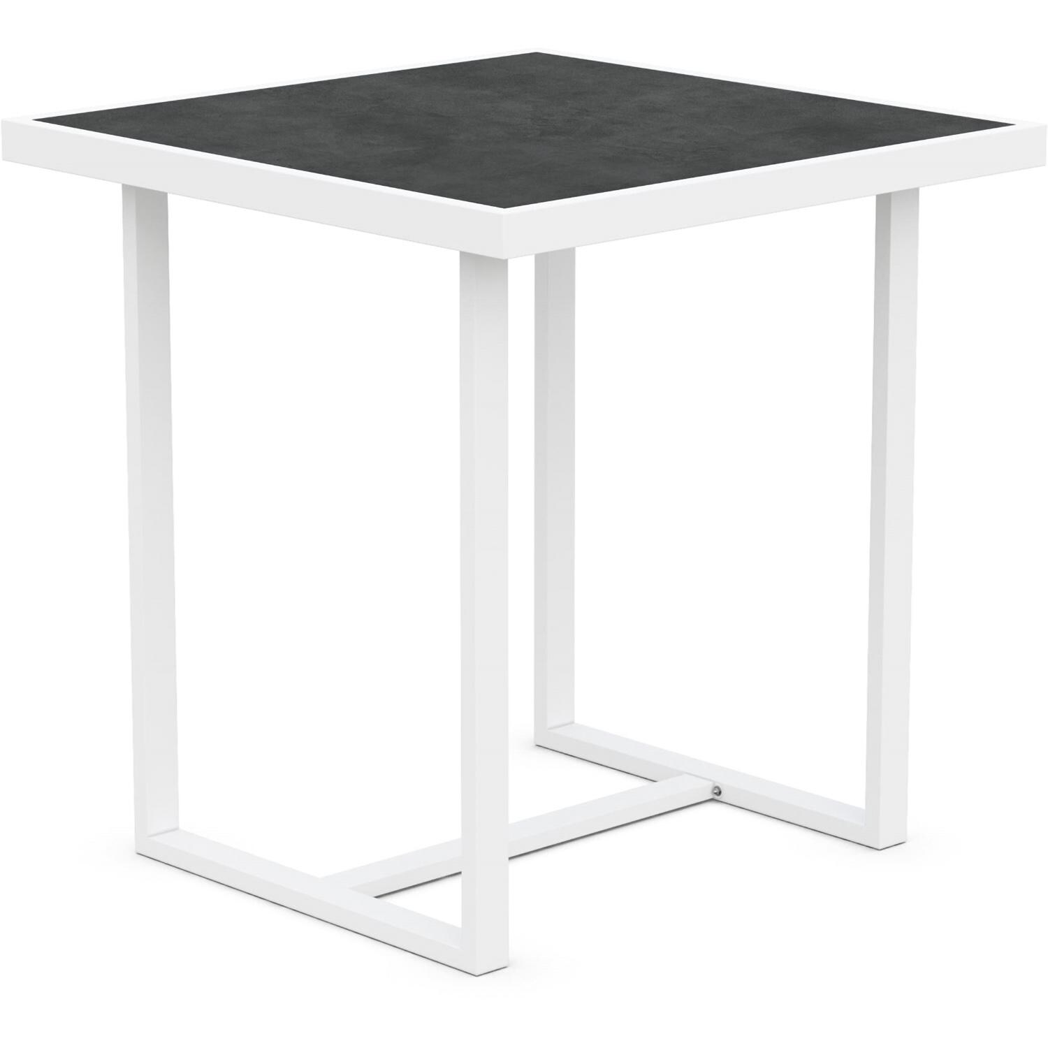 Azzurro Living Pavia 35 Inch White Aluminum Counter Table W/ Micron Dekton Top - Angled - White Background thumbnail