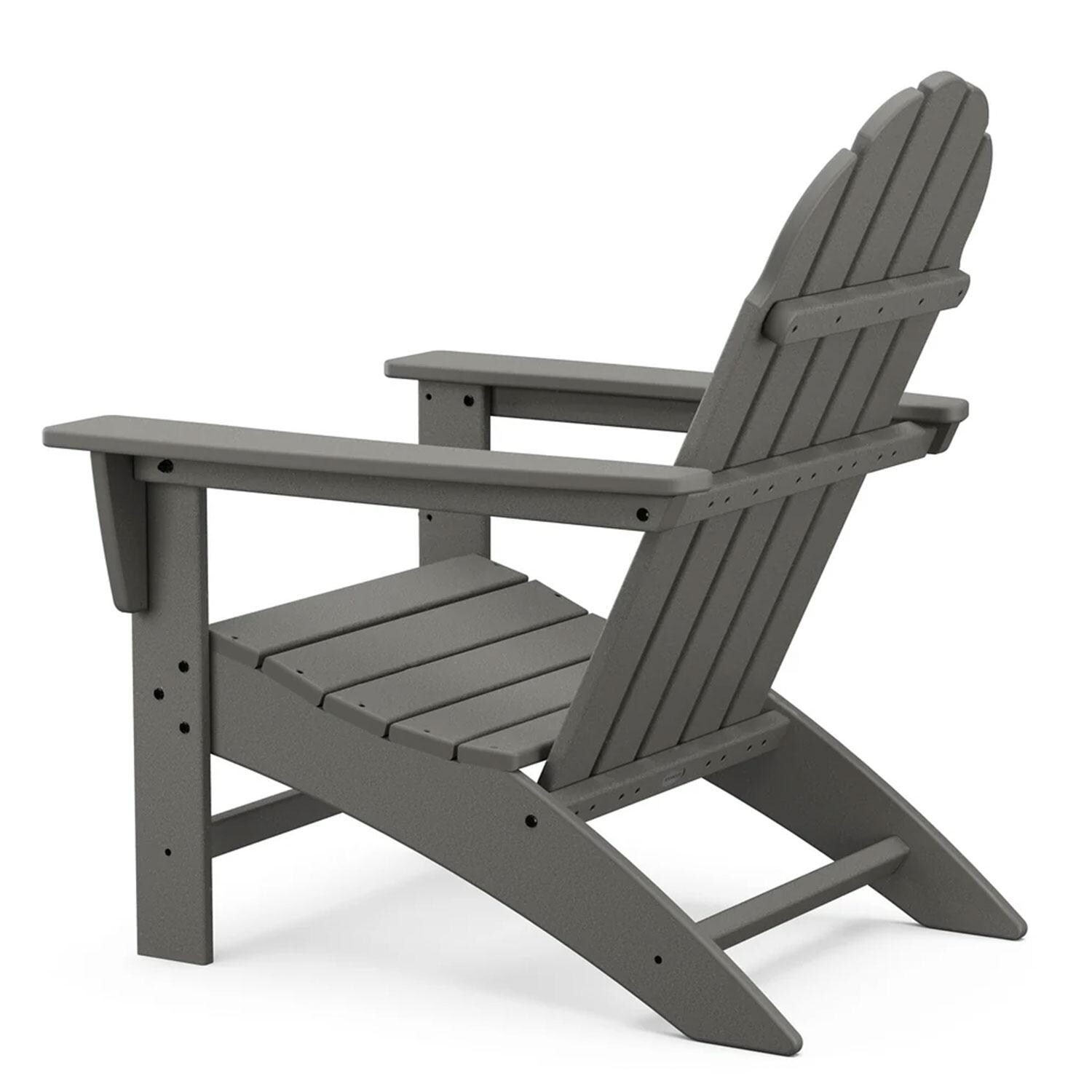POLYWOOD Slate Grey Vineyard 6-Piece Adirondack Chat Set w/ Fire Pit Table - Adirondack Chair - Rear View - White Background thumbnail