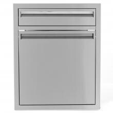 BBQGuys.com Aspen Series 21-Inch Single Drawer & Roll-Out Stainless Steel Trash / Recycling Bin Combo