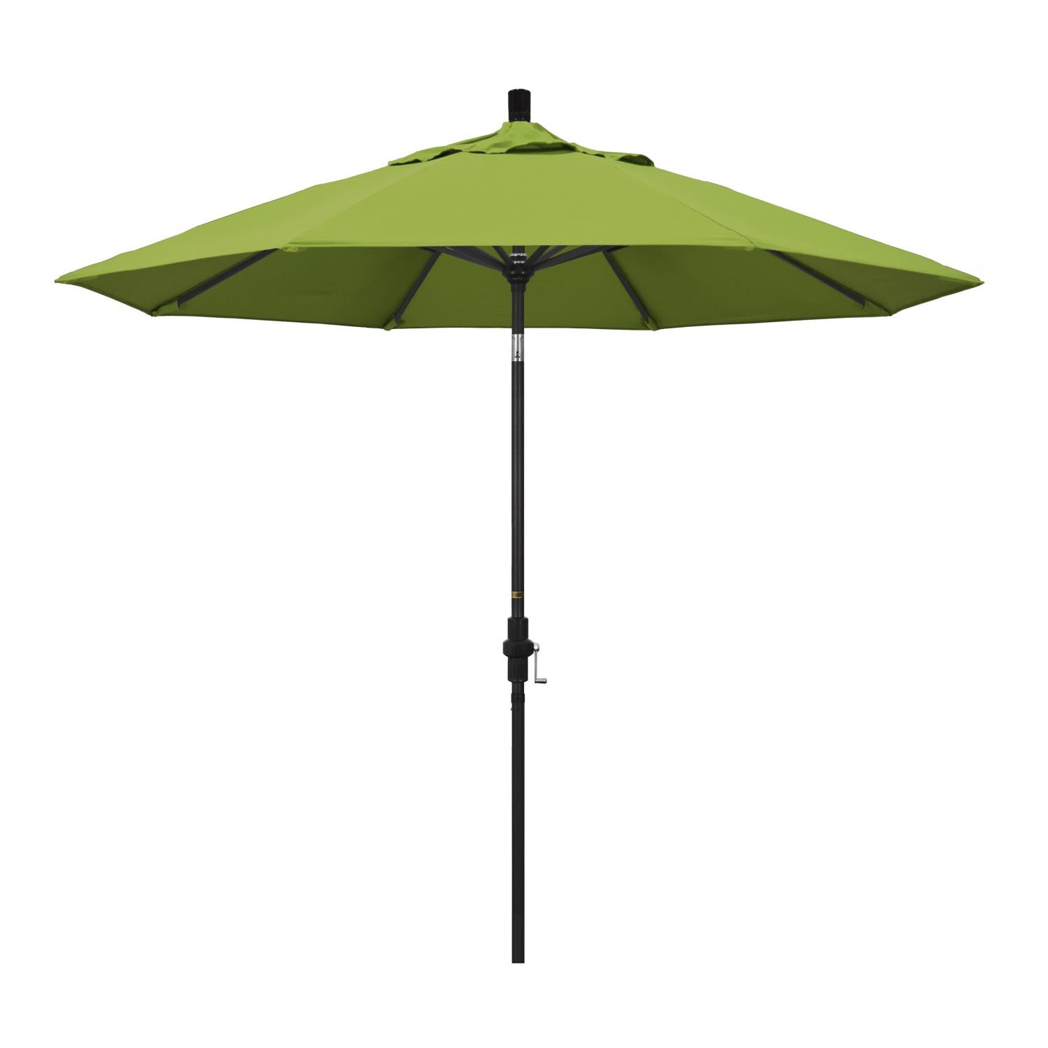 California Umbrella 9 Ft. Octagonal Aluminum Collar Tilt Patio Umbrella W/ Crank Lift & Aluminum Ribs - Stone Black Frame / Sunbrella Canvas Macaw Canopy image