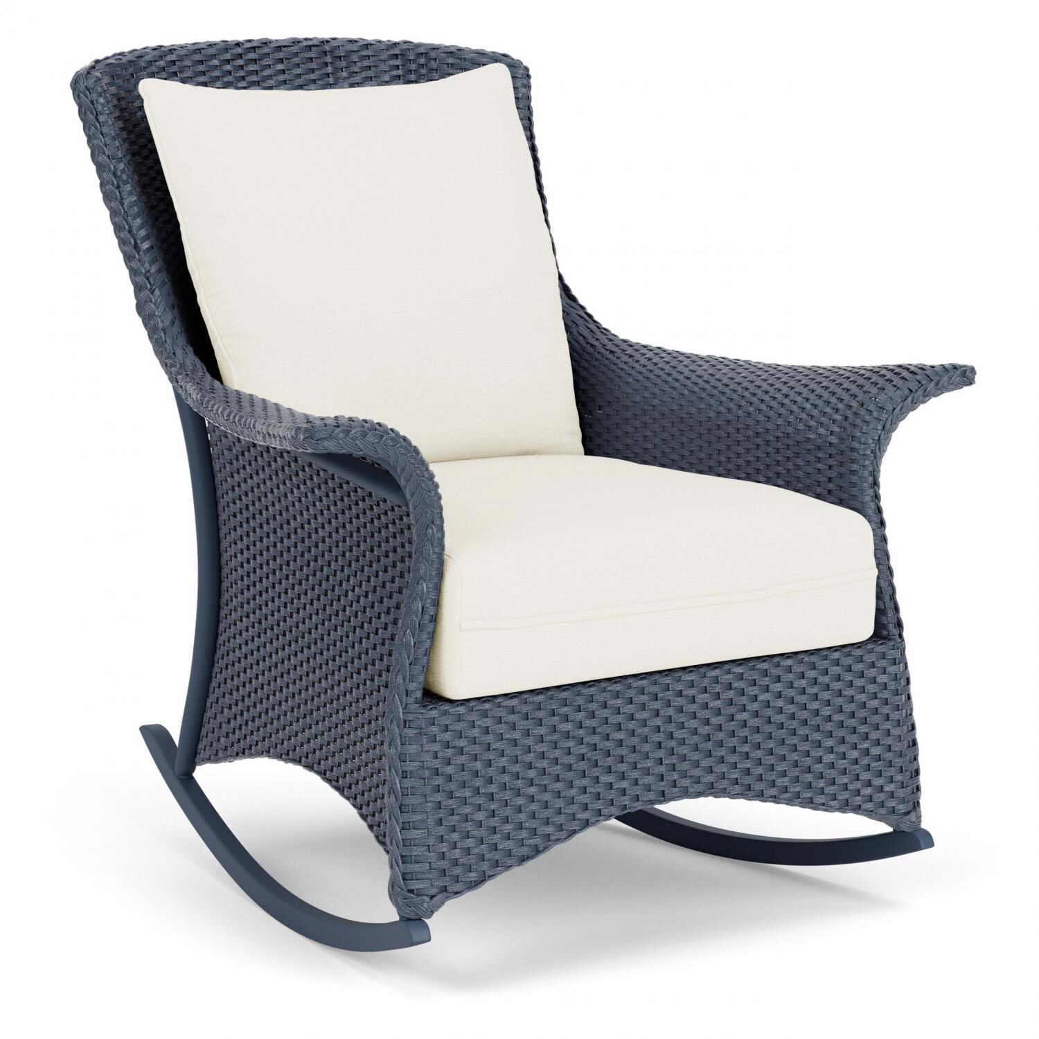 Lloyd Flanders Mandalay Lounge Rocker In Denim Blue Finish With Sailcloth Salt Fabric - Angled thumbnail