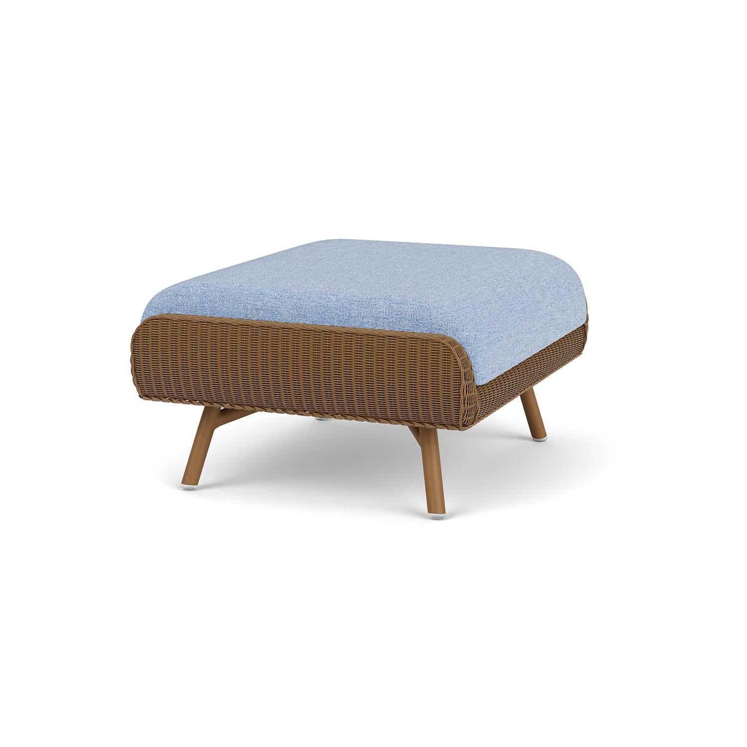 Lloyd Flanders Essence Ottoman W/Demo Skyway Fabric - Hickory Finish - Angled thumbnail