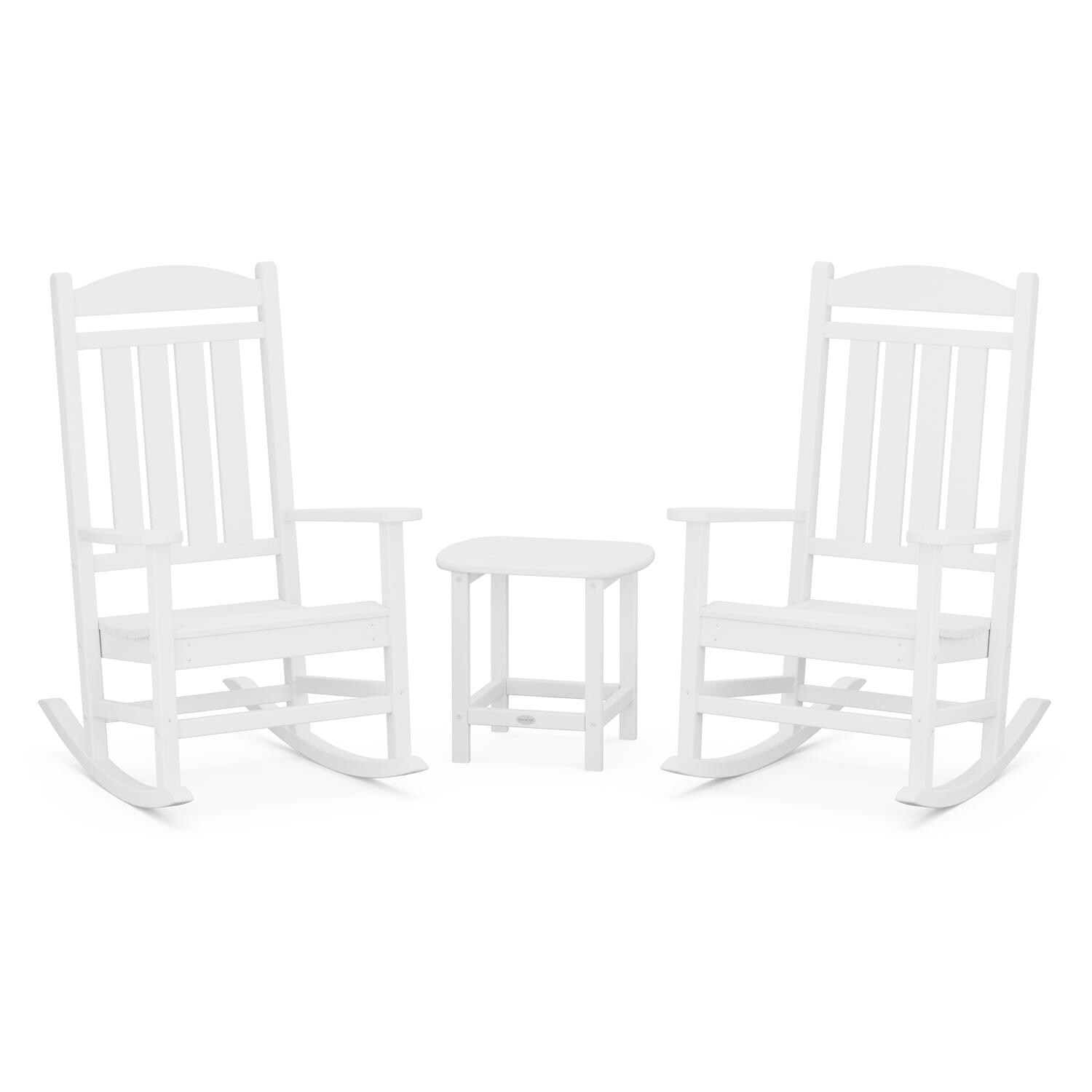 Presidential 3 Pc Recycled Plastic Seating Set w/ South Beach End Table in White by POLYWOOD
