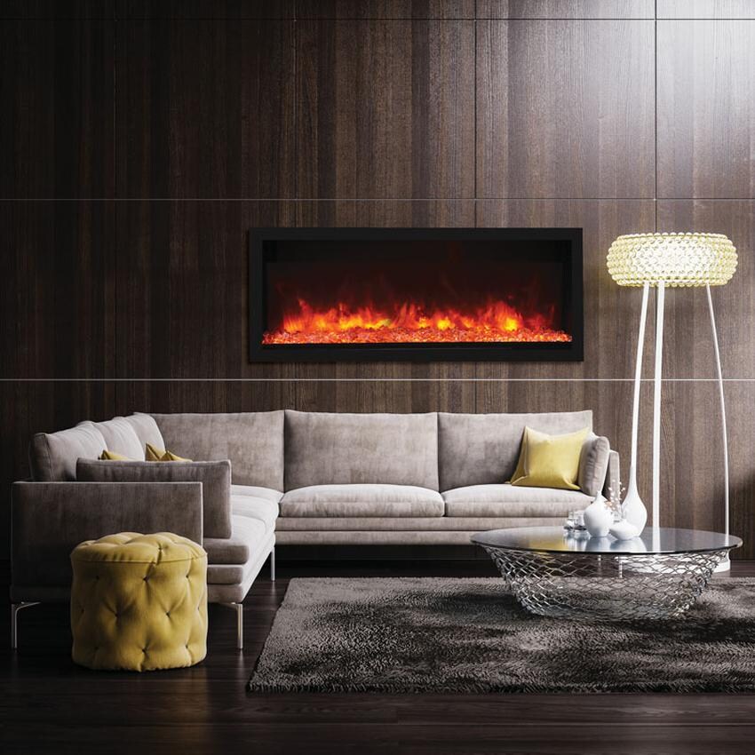 Remii 55-inch Built In Extra Tall Electric Fireplace - Orange - Installed thumbnail