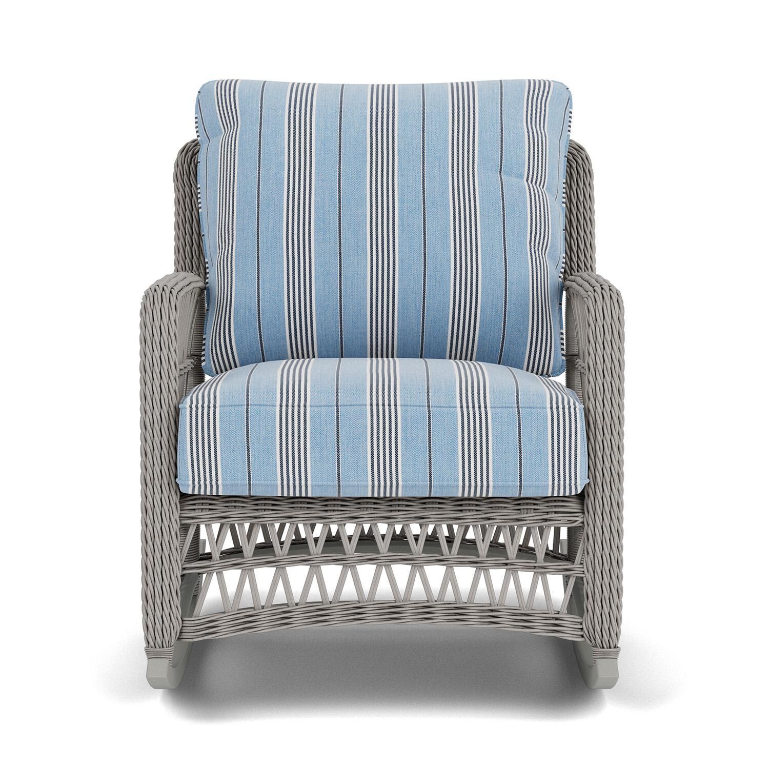 Mackinac Wicker Rocking Club Chair in Putty/Hansen Sky By Lloyd Flanders
