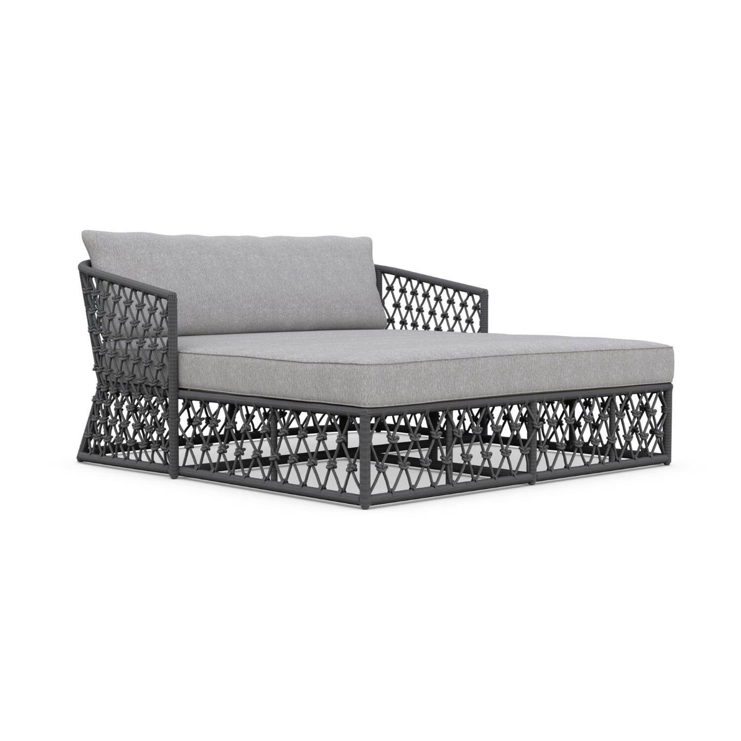 Azzurro Living AME-R07DB-CU Amelia Woven Rope Daybed in Ash/Fog - Angled - White Background thumbnail
