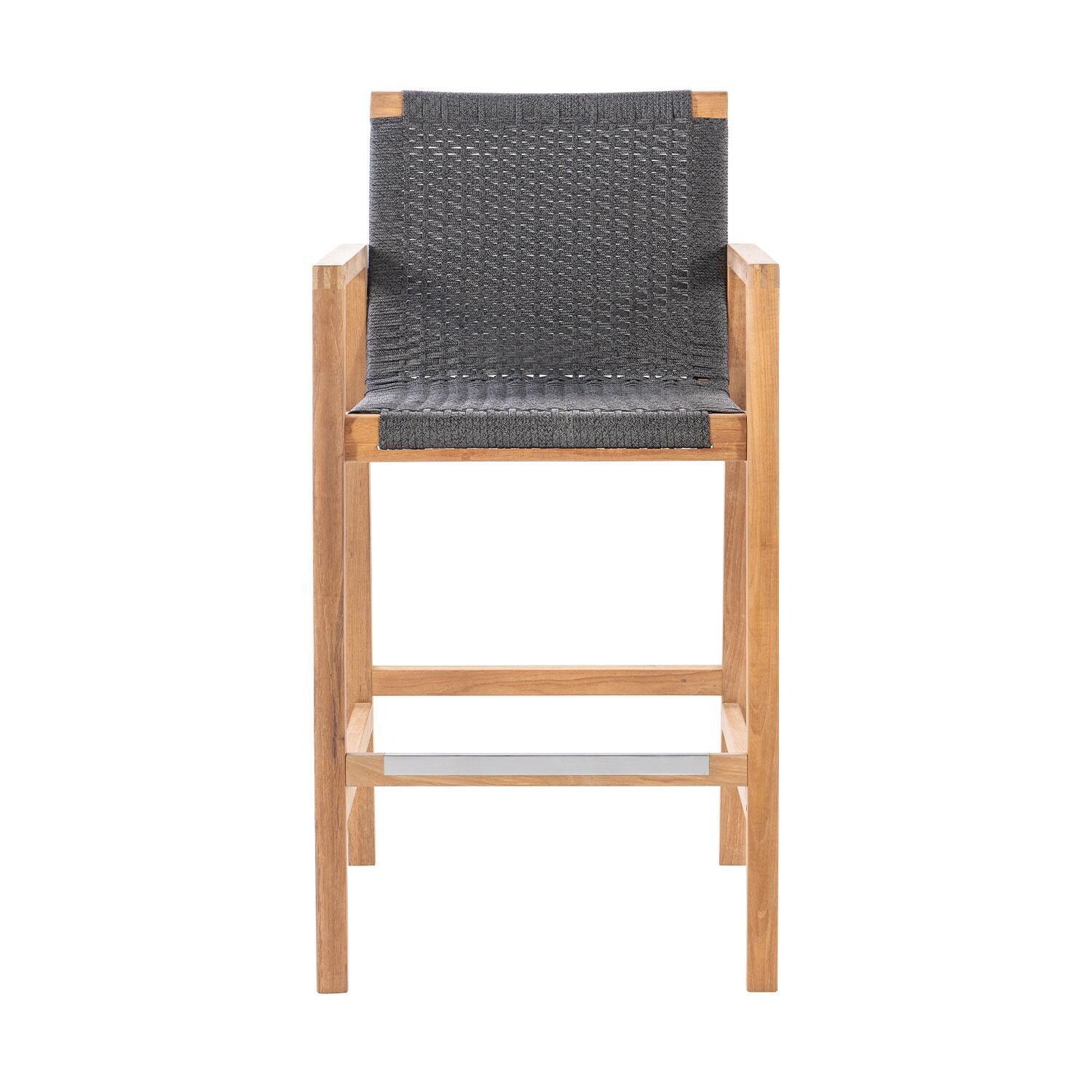 Admiral Rope Bar Chair in Charcoal Grey by Royal Teak Collection