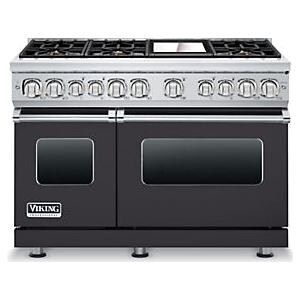 Viking Professional 7 Series 48-Inch 6 Burner Natural Gas Dual Fuel Range With Griddle - Graphite Gray - VDR7486GGG