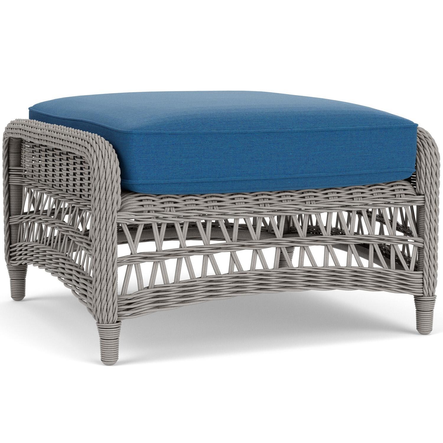 Lloyd Flanders Mackinac Ottoman in Putty Finish with Flagship Atlantis Fabric - Rear Left thumbnail