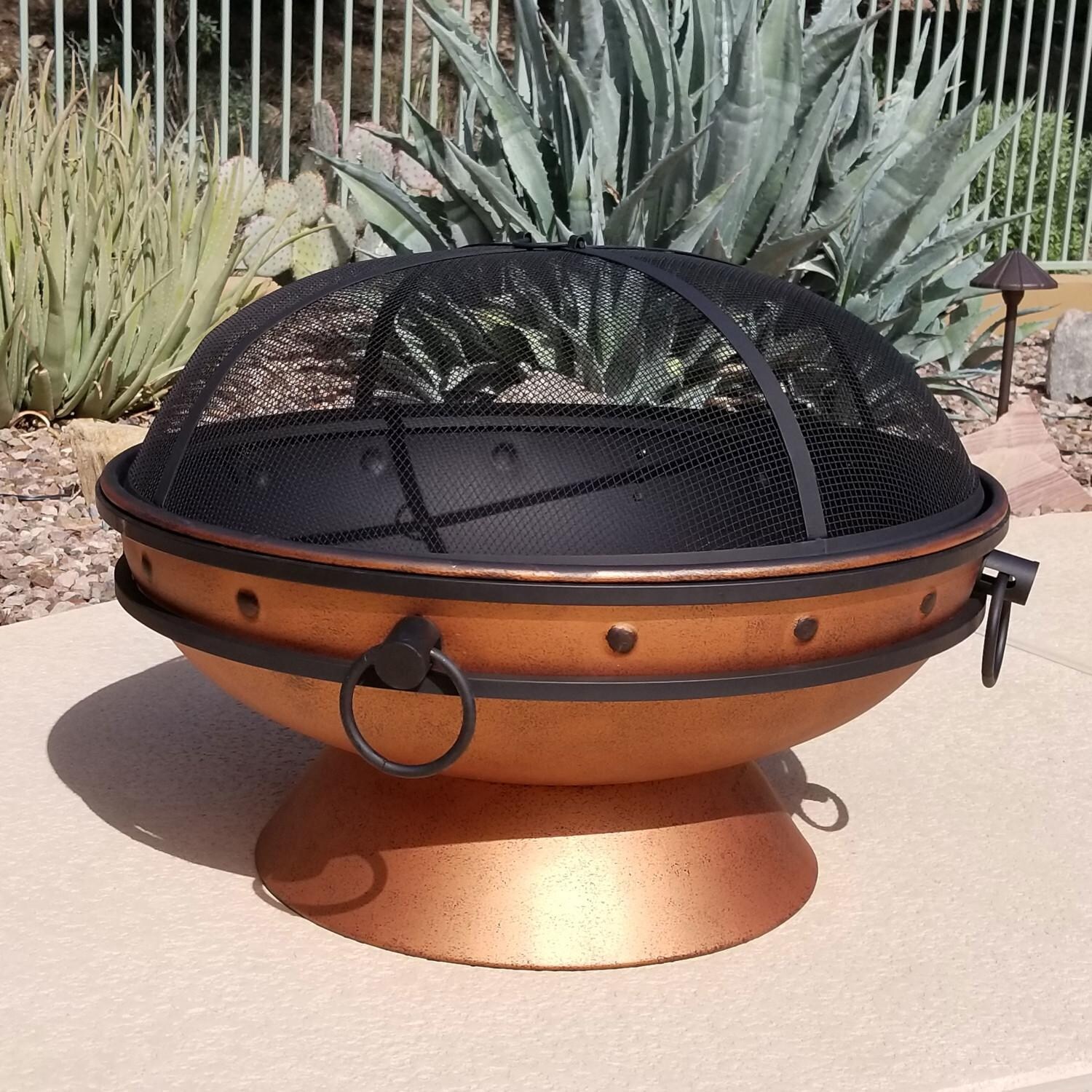 Ultimate Patio 31-Inch Copper Finish Steel Cauldron Wood Burning Fire Pit - Patio thumbnail