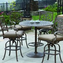 Darlee Santa Barbara 5 Piece Cast Aluminum Patio Bar Set With Swivel Bar Stools - Antique Bronze image