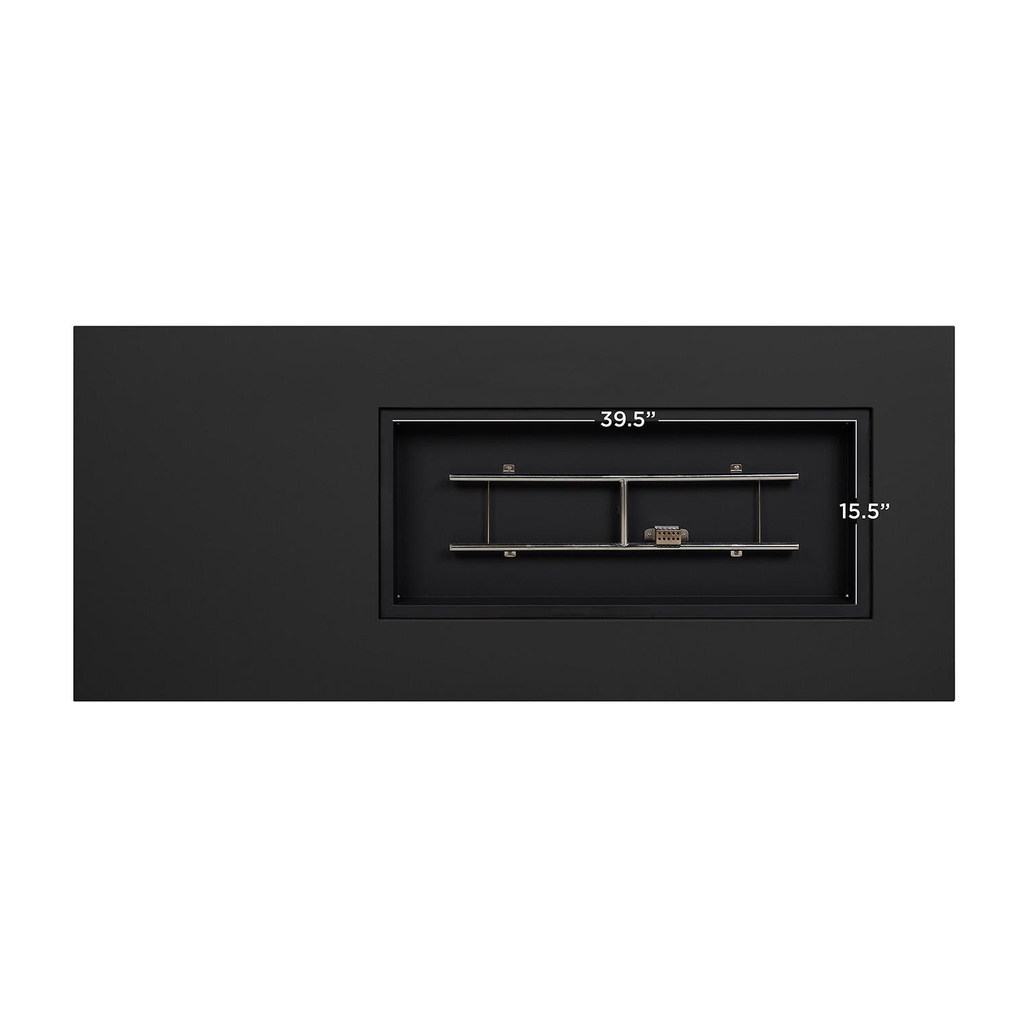 Elysian 75-in Rectangular Steel Propane Fire Pit Table in Black by Lakeview - Burner - White Background thumbnail