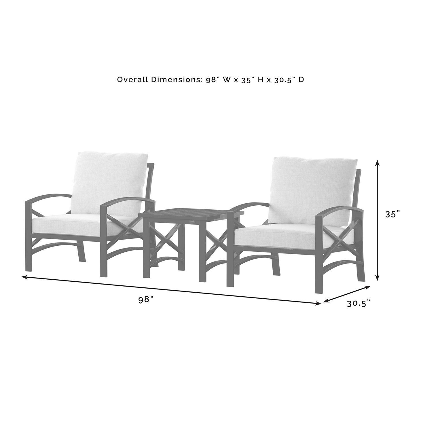 Ultimate Patio UP-82249BZ-MI 3Pc Outdoor Chair Set in Mist - Overall Dimensions - Diagram thumbnail