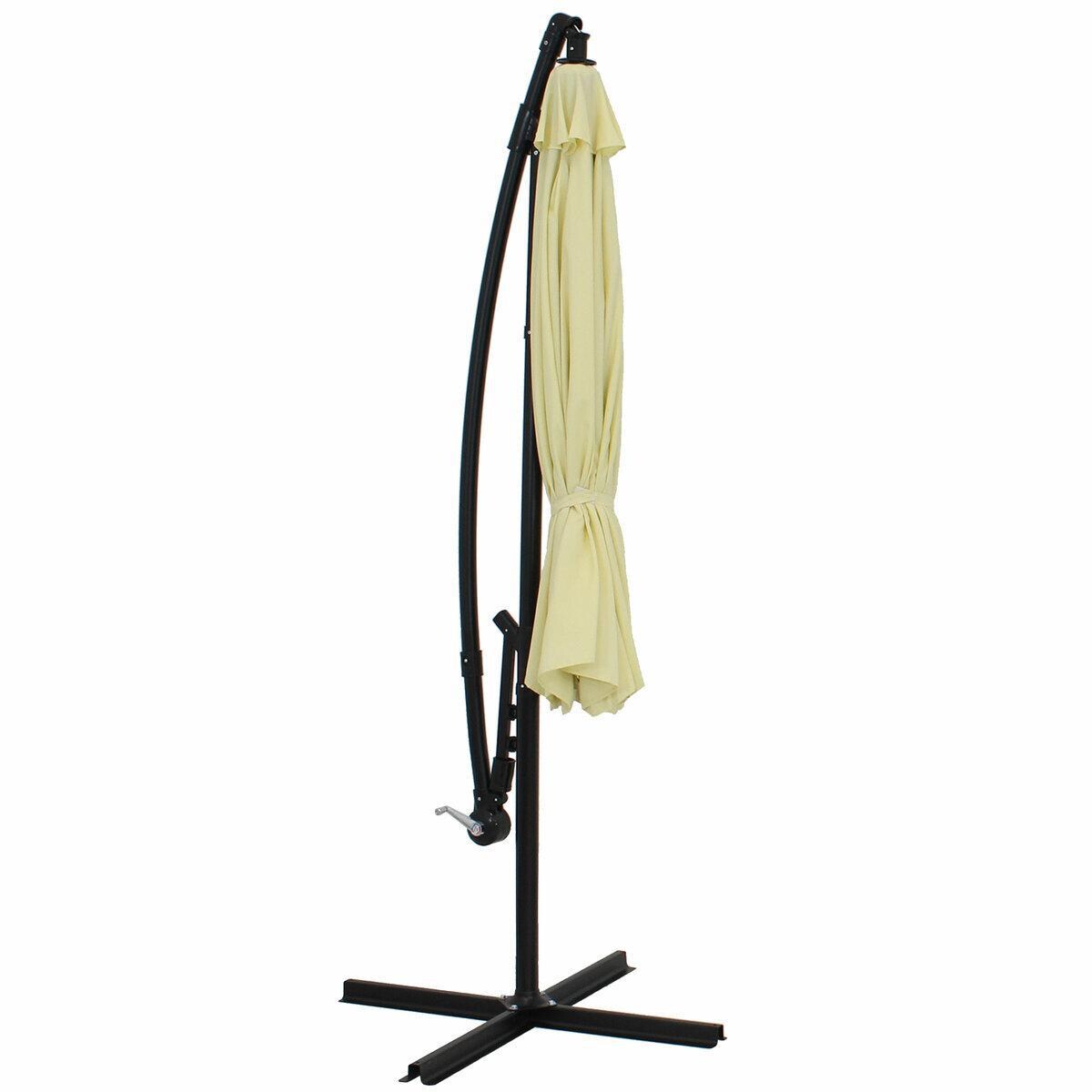 Ultimate Patio 9.5 Ft. Octagonal Patio Cantilever Umbrella W/ Crank - Pale Buttercup - Cantilever Retracted thumbnail