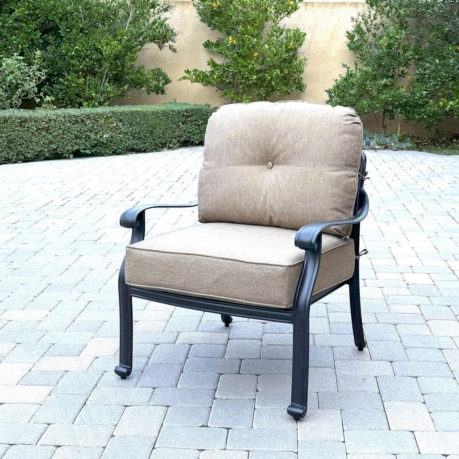 Darlee Elisabeth 4 Pc Cast Aluminum Seating Set w/ in Antique Bronze/Beige Canvas - Chair - Lifestyle thumbnail