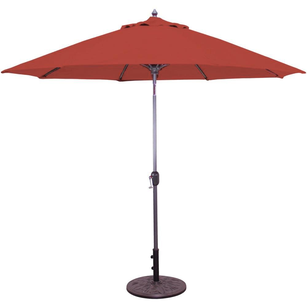 Galtech 9 Ft. Bar Height Octagonal Aluminum Patio Market Umbrella W/ Crank Lift And Auto Tilt - Charcoal Frame W/ Sunbrella Canvas Henna Canopy
