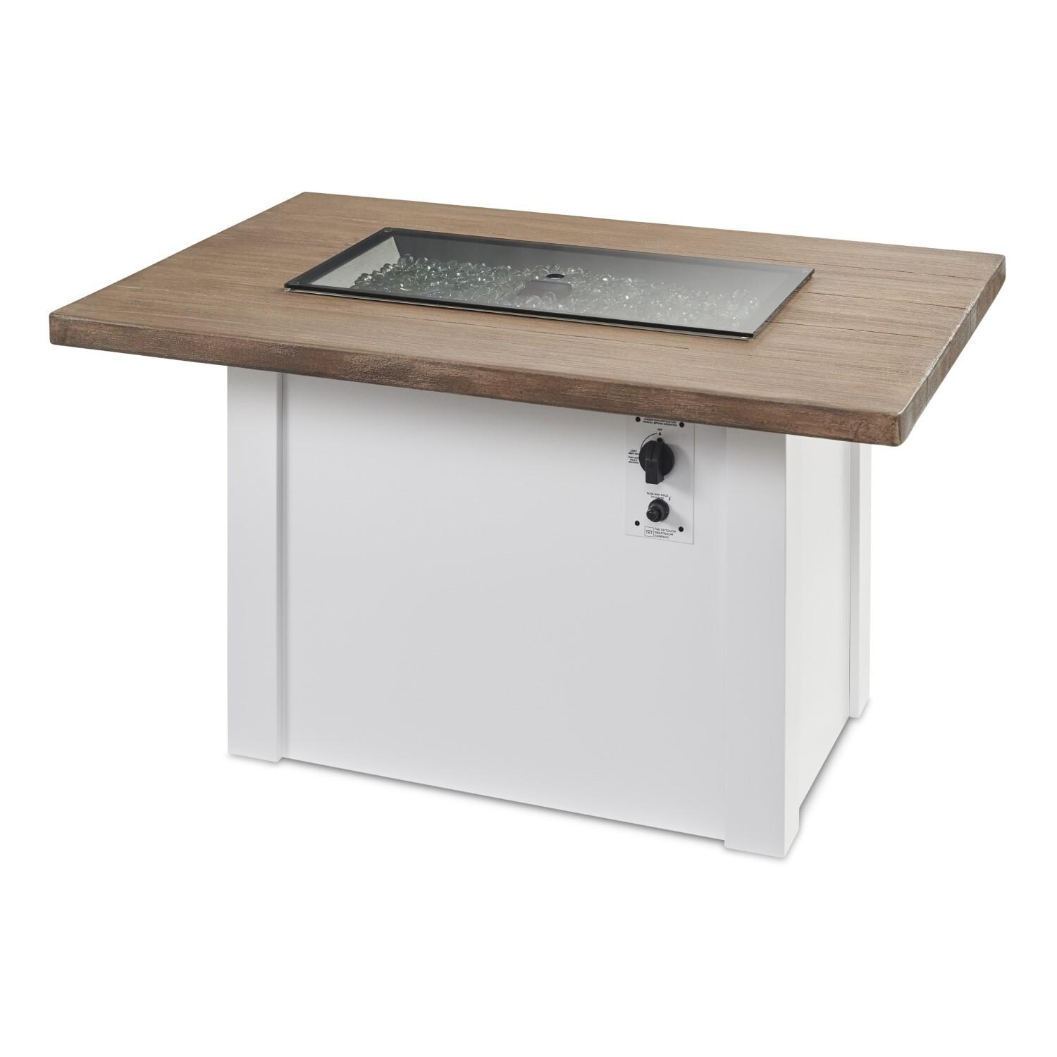 Havenwood 44 Inch Fire Pit Table W/ Driftwood Top & White Base - Cover - White Background thumbnail