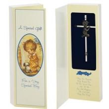 Elegant Baby Metal Baptism Cross - Boy image