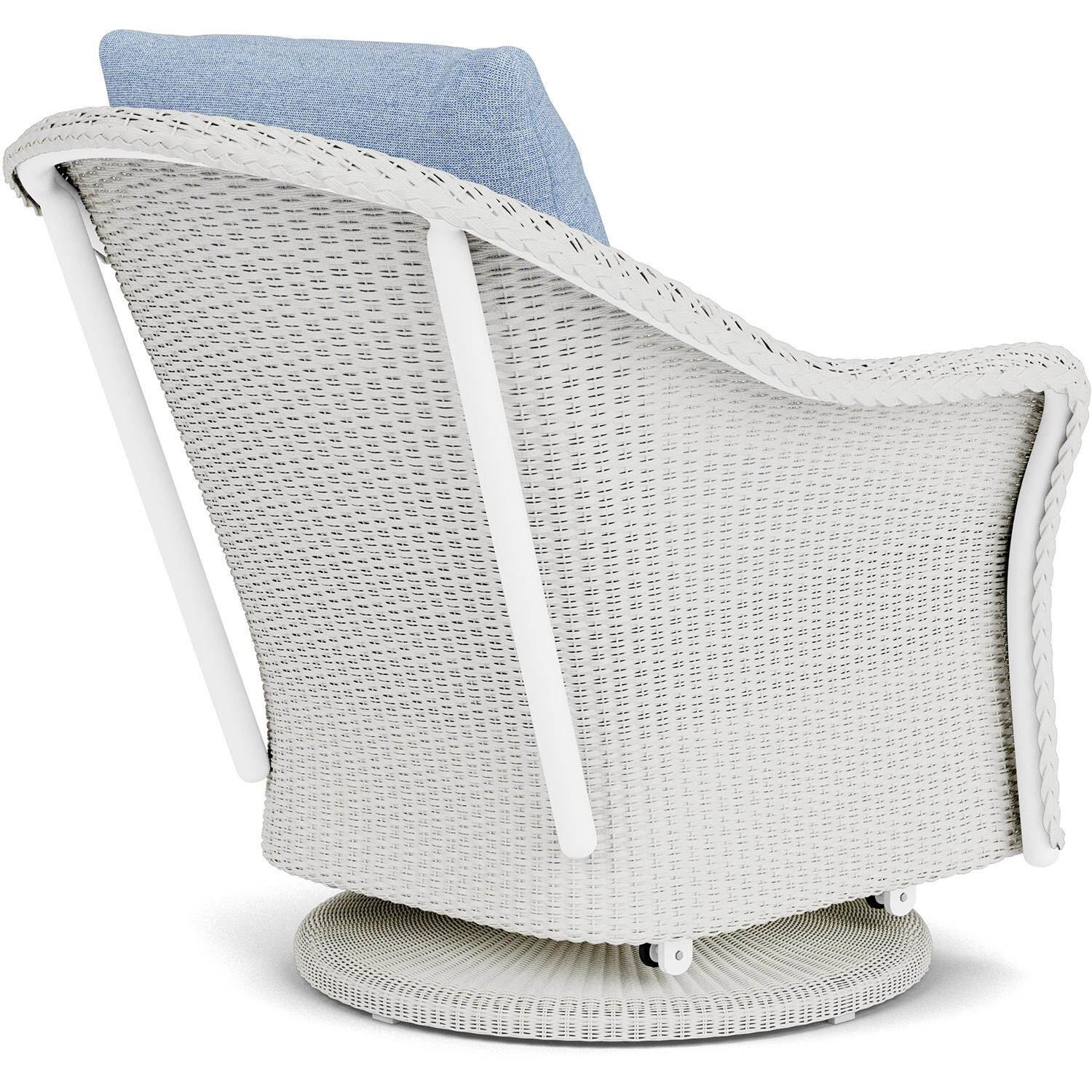 Lloyd Flanders Weekend Retreat Swivel Glider Lounge Chair in Matte White Finish W/ Demo Skyway Fabric - Back Right thumbnail