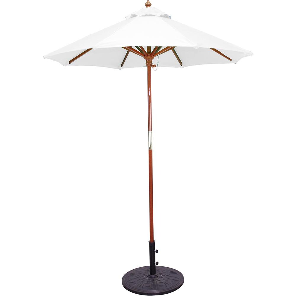 Galtech 6 Ft. Octagonal Hardwood Patio Market Umbrella W/ Push Lift - Dark Wood W/ Sunbrella Canvas Natural Canopy