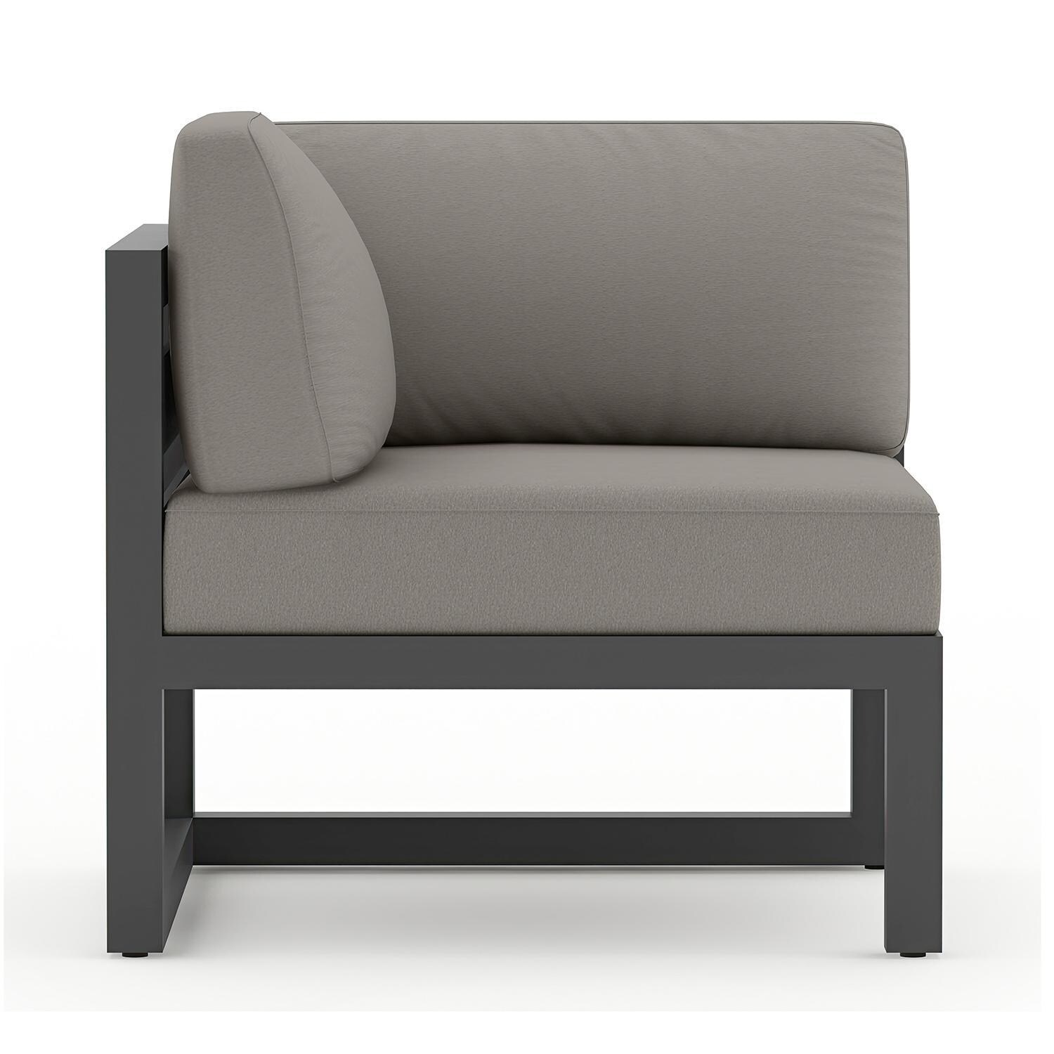 Misty Cove Aluminum Corner Club Chair in Slate w/Canvas Charcoal Cushions by Lakeview - White Background thumbnail