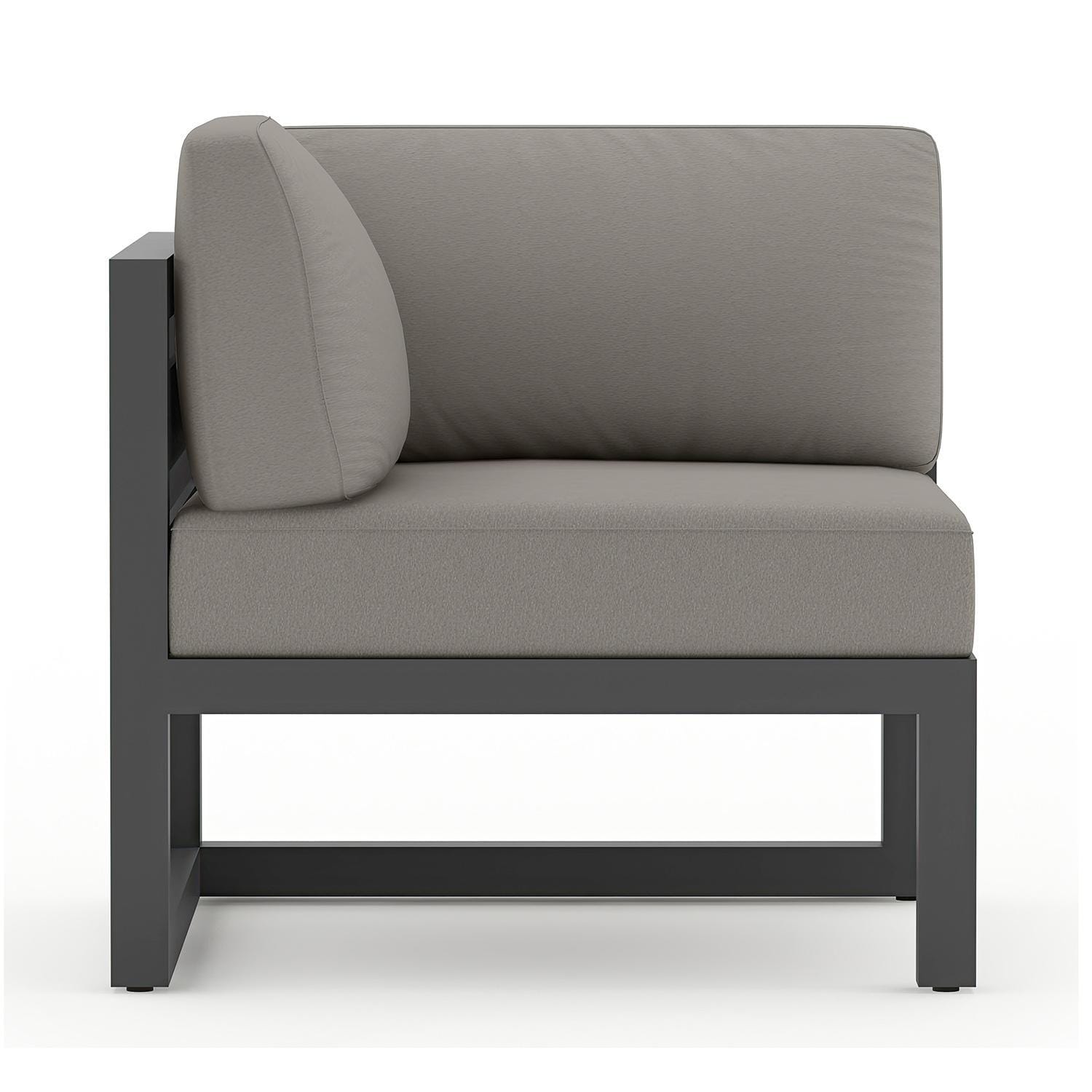 Misty Cove Aluminum Corner Club Chair in Slate w/Canvas Charcoal Cushions by Lakeview - White Background thumbnail