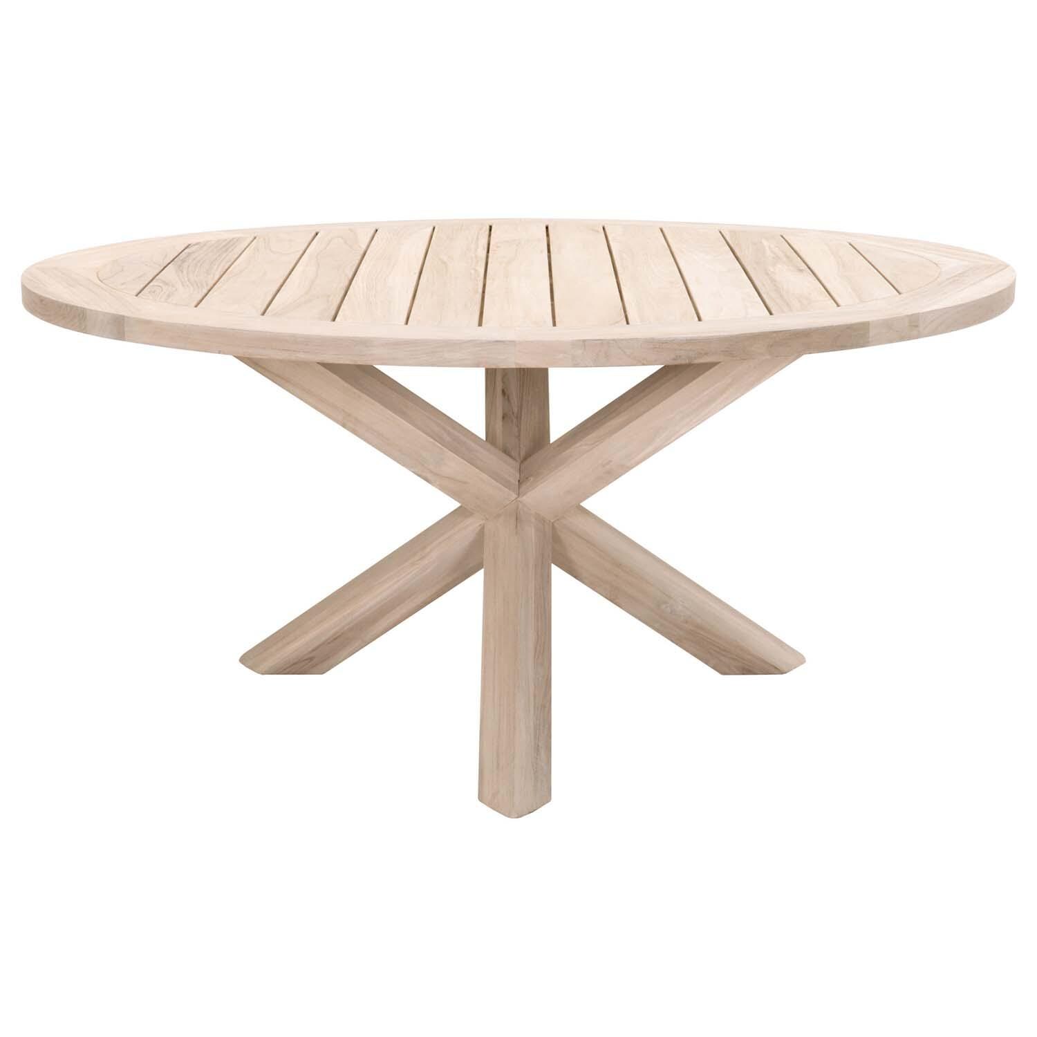 63 Inch Gray Teak Round Dining Table By Lakeview