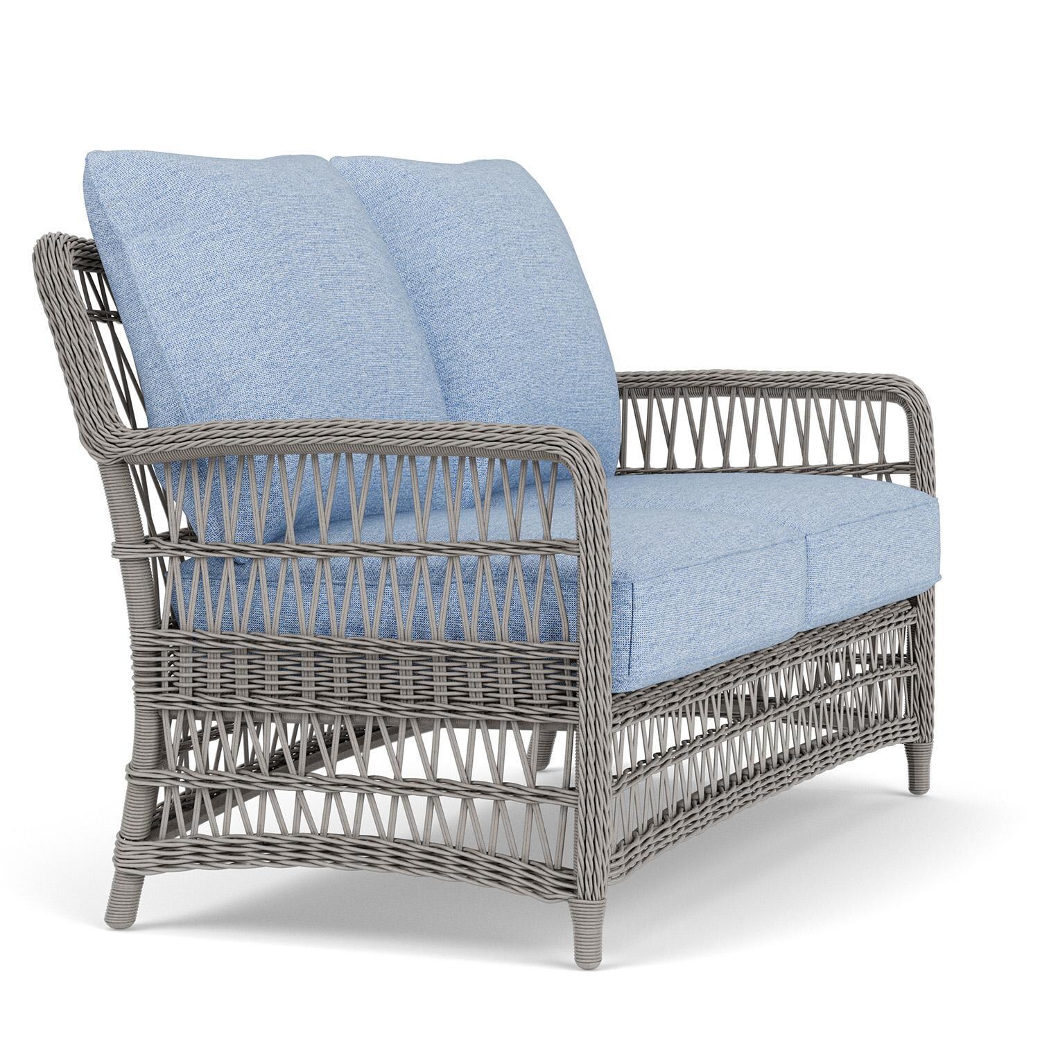 Lloyd Flanders Mackinac Loveseat in Putty Finish with Demo Skyway Fabric - Right Side thumbnail