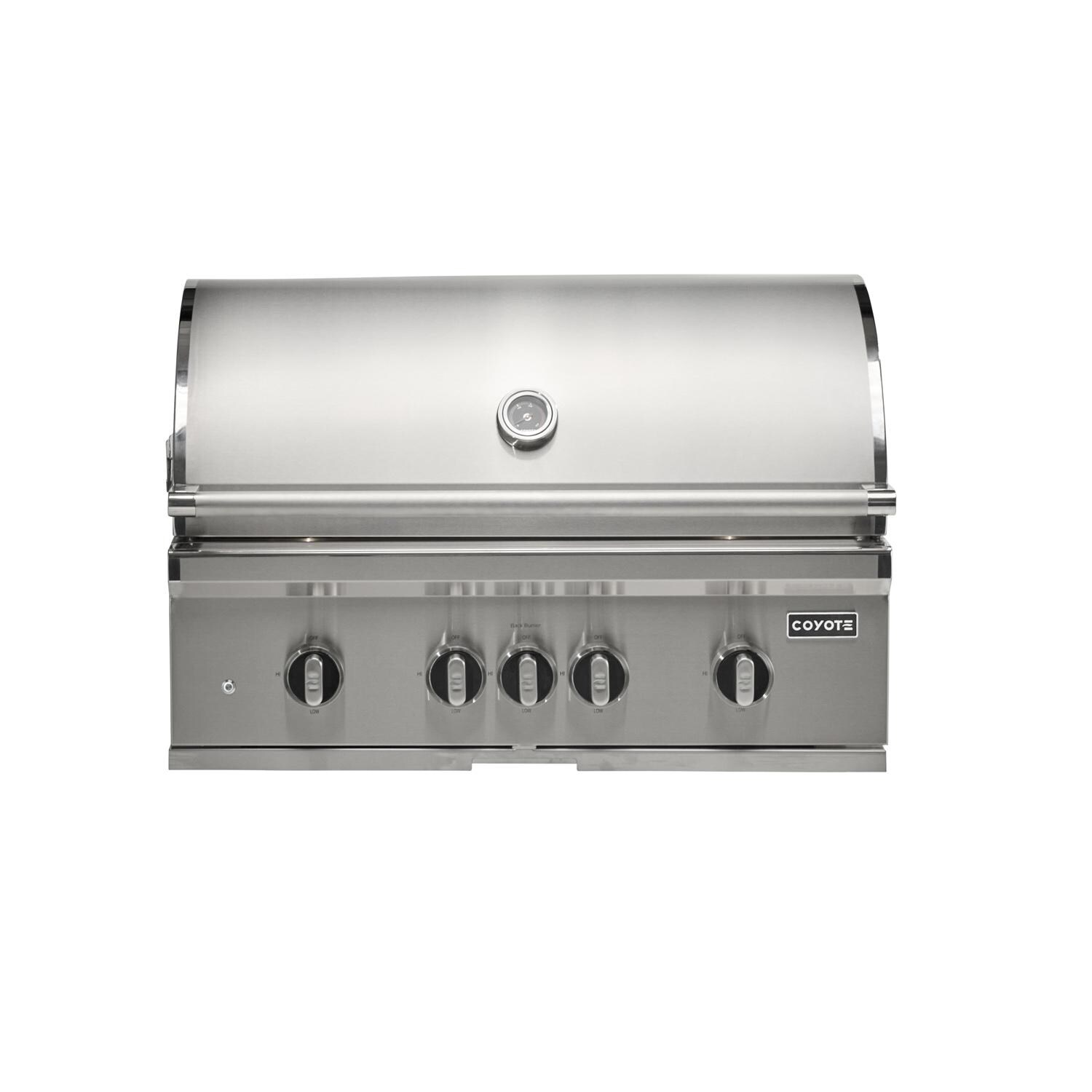 Coyote Outdoor Living 36 Inch SL-Series Built-In Natural Gas Grill - Hood Closed w/ Lights On - White Background thumbnail