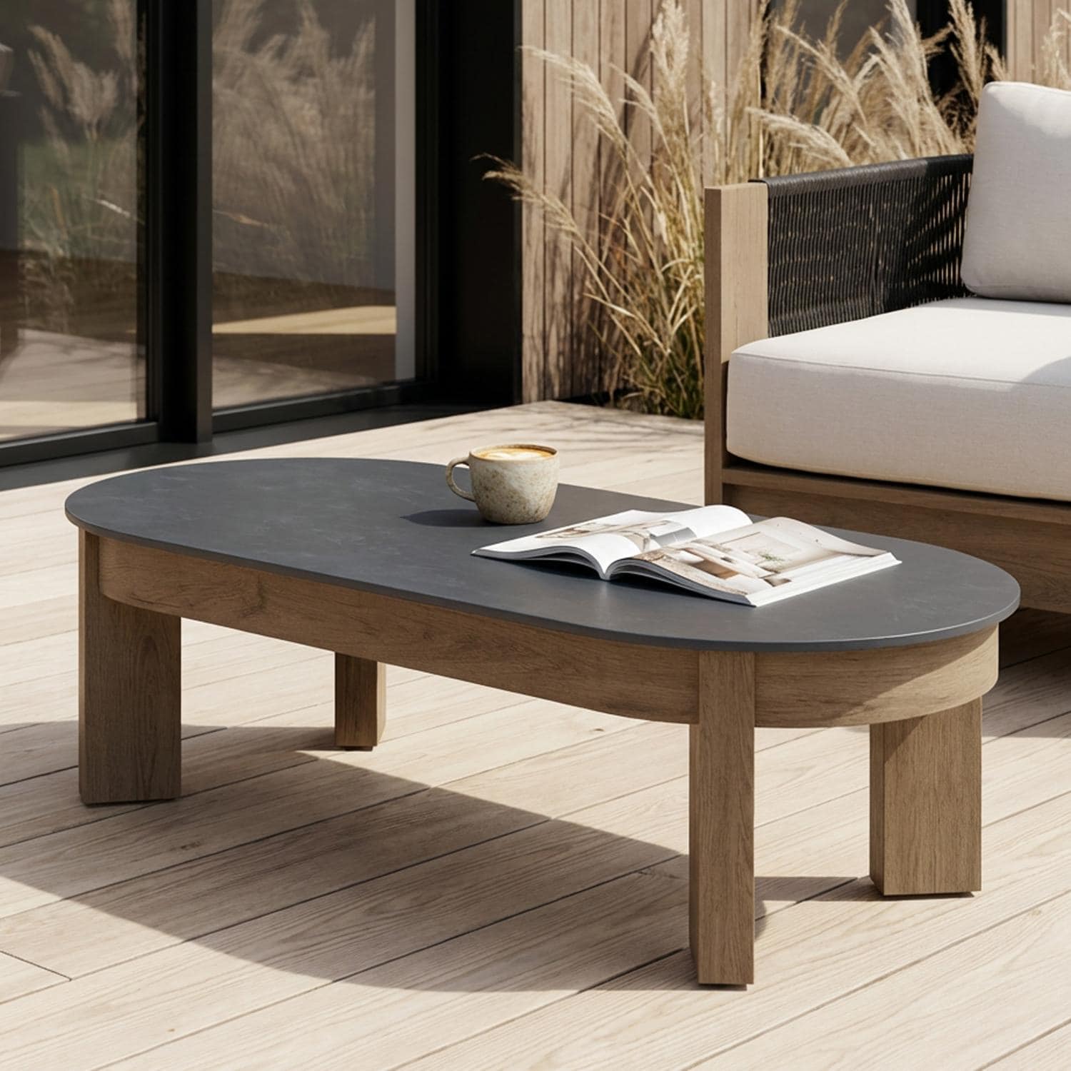 Heritage 55-in Aluminum Coffee Table in Beechwood by Lakeview Outdoor Designs