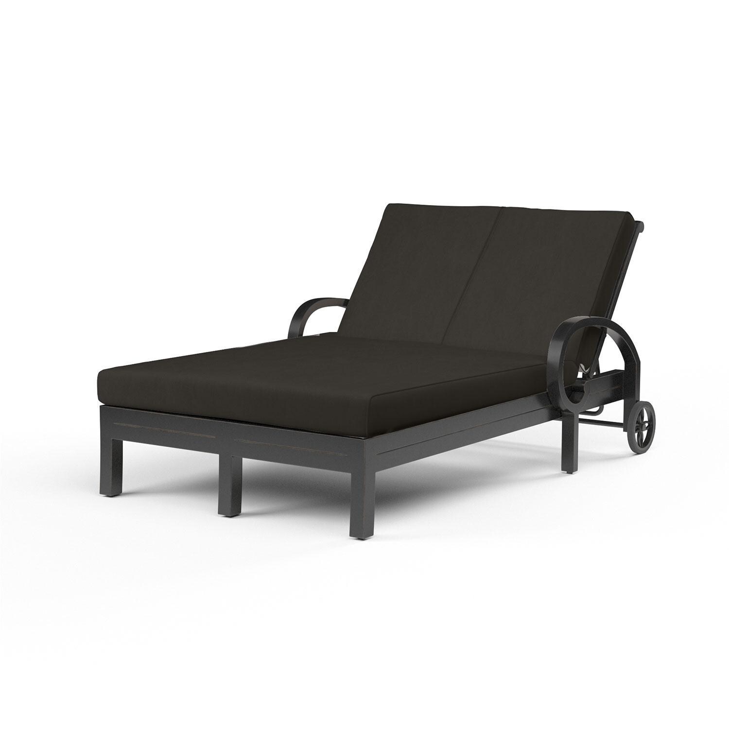 Monterey Aluminum Patio Double Chaise Lounge in Spectrum Carbon w/ Self Welt By Sunset West