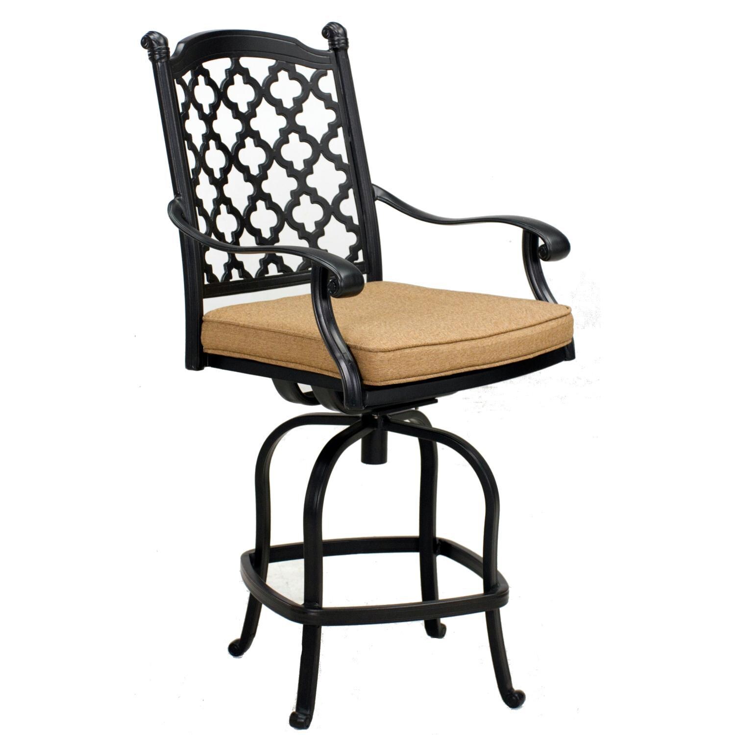 Darlee 201650-9PC-88WCH Madison Cast Aluminum Counter Height Swivel Bar Stool W/ Sesame Polyester Cushion thumbnail