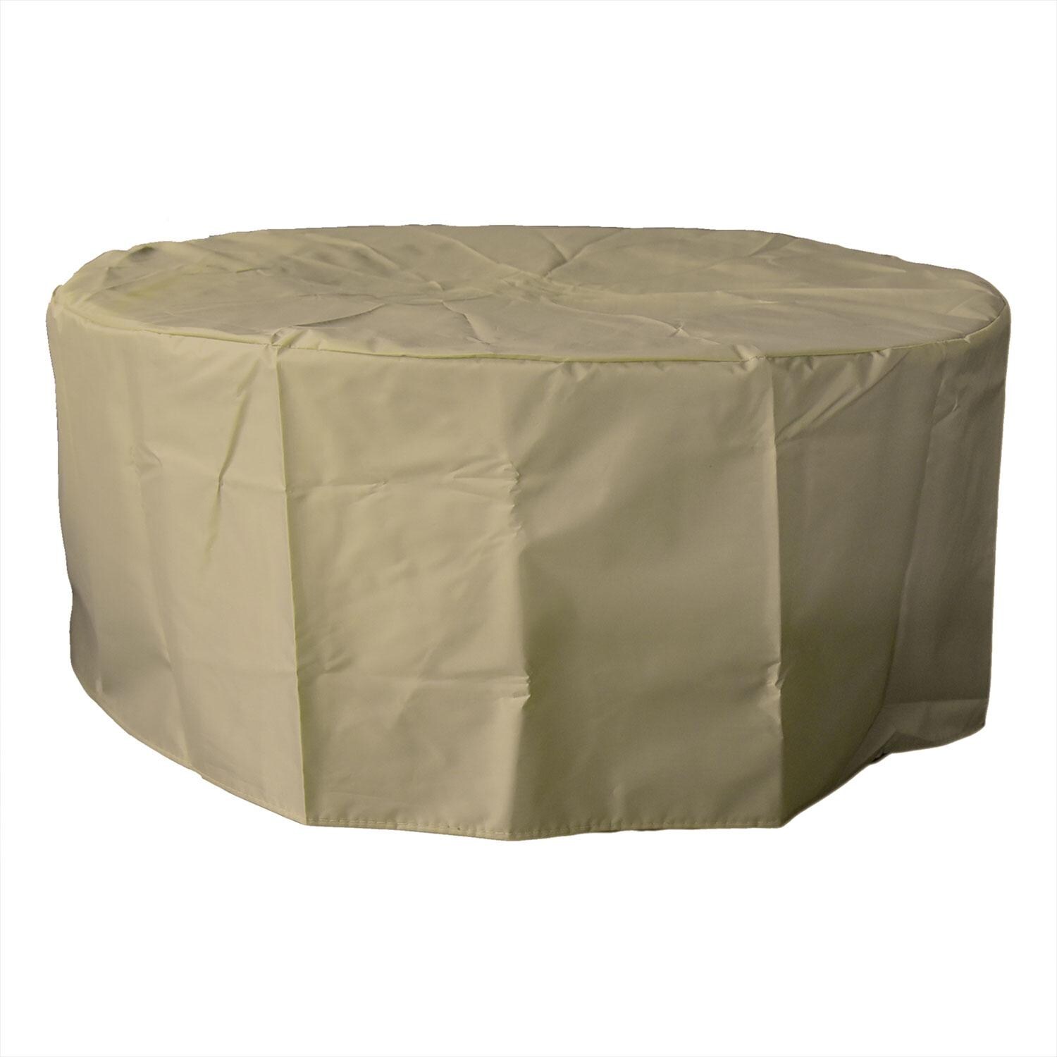 Venice OFG113-LP 34 Inch Round Concrete Propane Fire Pit Table in Black By Elementi - Cover On (Not Included) - White Background thumbnail