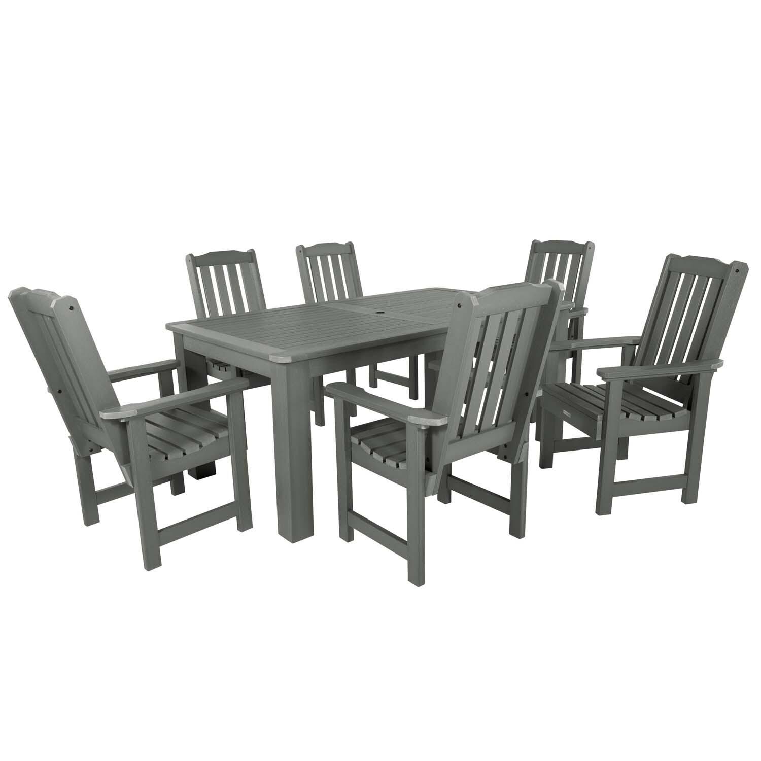 Hart Lane 7 Pc Rectangular Dining Set in Coastal Teak By Lakeview Outdoor Designs - White Background thumbnail