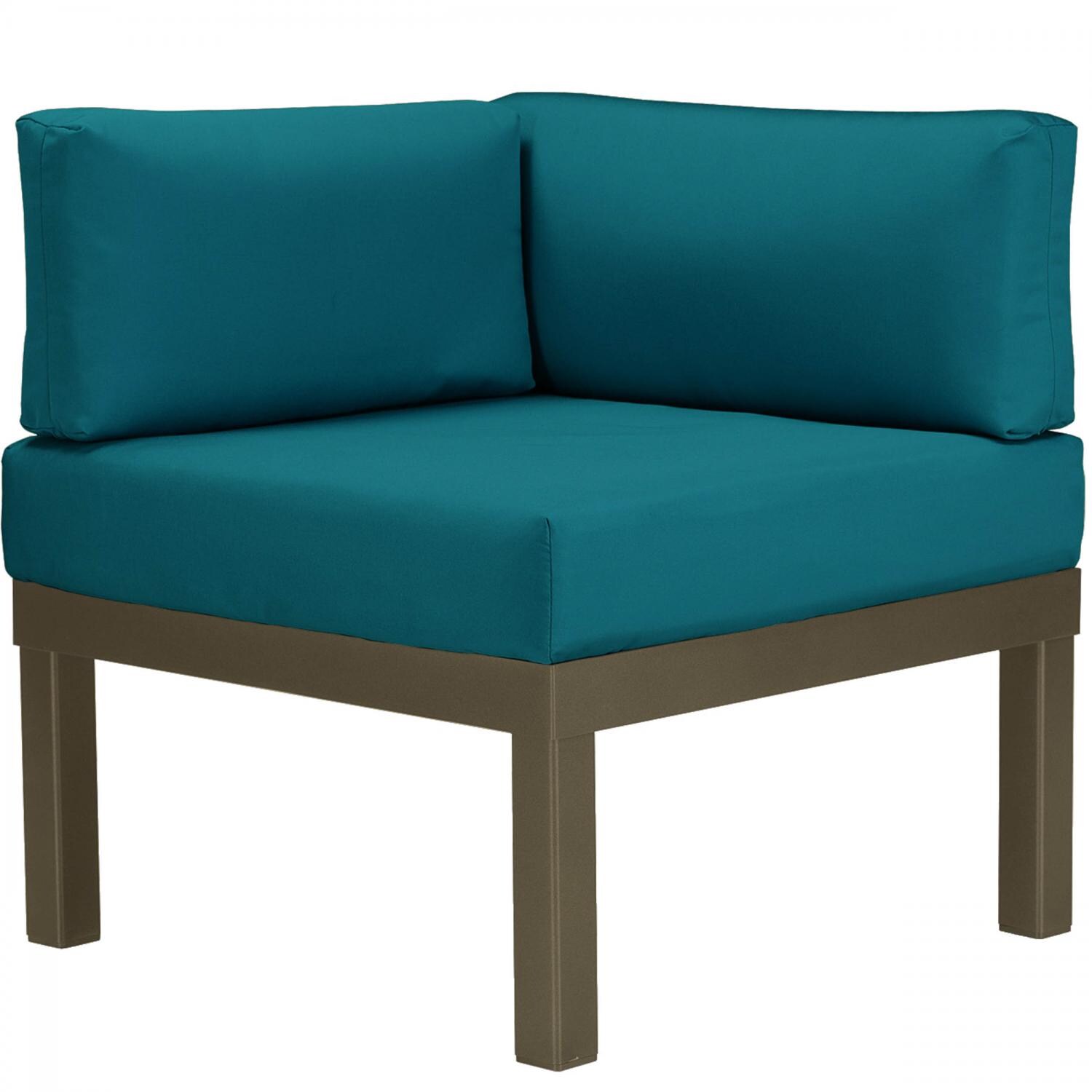 Ashbee Aluminum Sectional Corner Club Chair in Textured Beachwood/Peacock by Telescope Casual