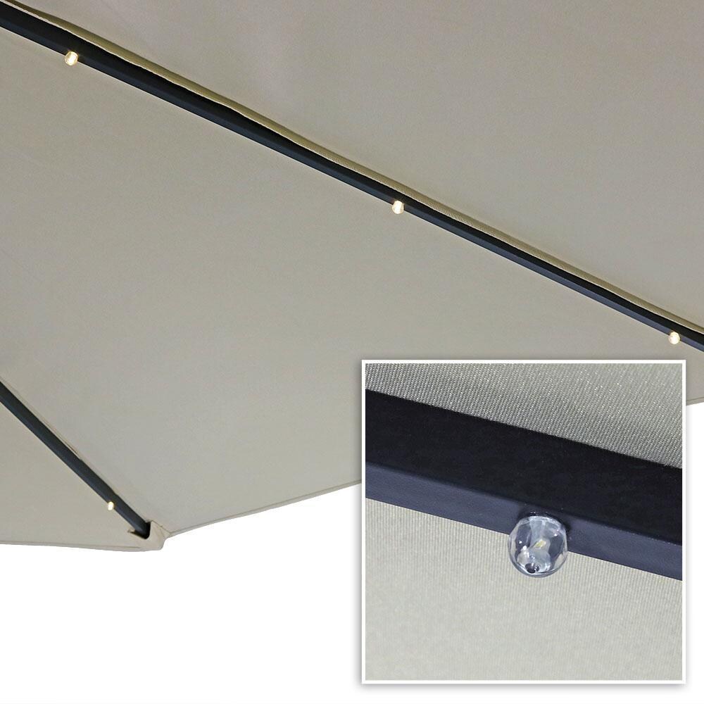 Ultimate Patio 10 Ft. Solar Lighted Octagonal Patio Cantilever Umbrella W/ Crank - Beige - LED Lights Along Ribs thumbnail