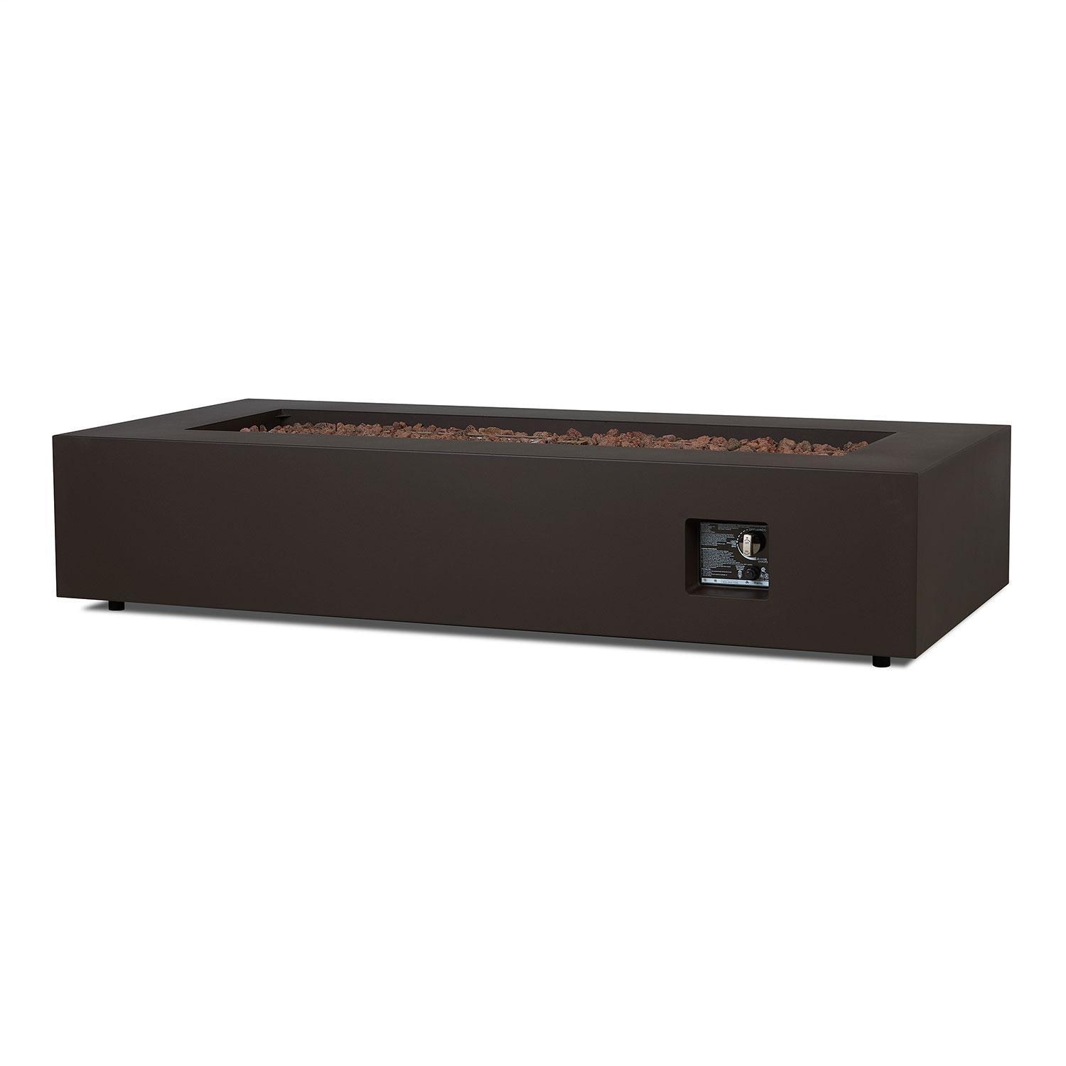Elysian 70-in Rectangular Steel Propane Fire Pit Table in Dark Bronze by Lakeview Outdoor Designs - Control System - White Background thumbnail