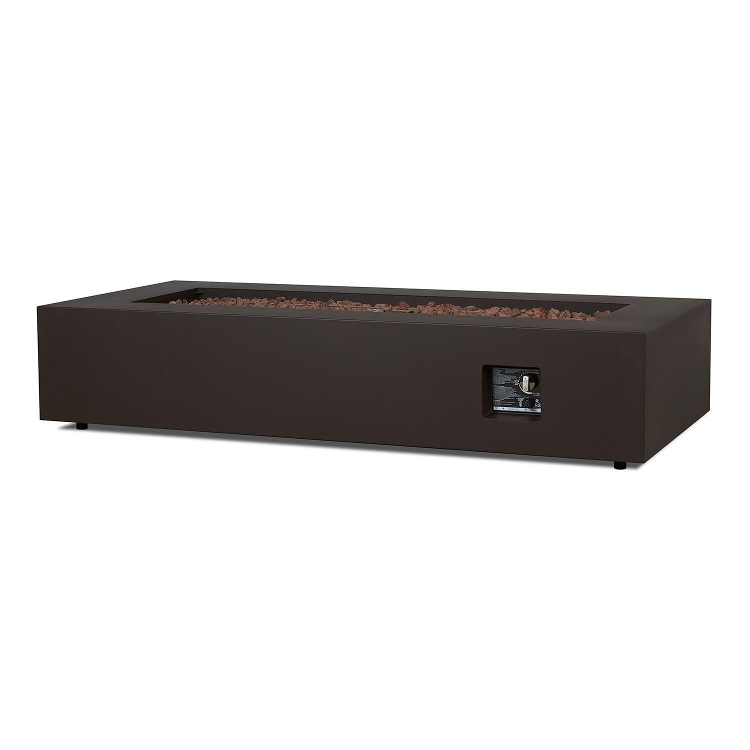 Elysian 70-in Rectangular Steel Propane Fire Pit Table in Dark Bronze by Lakeview Outdoor Designs - Control System - White Background thumbnail