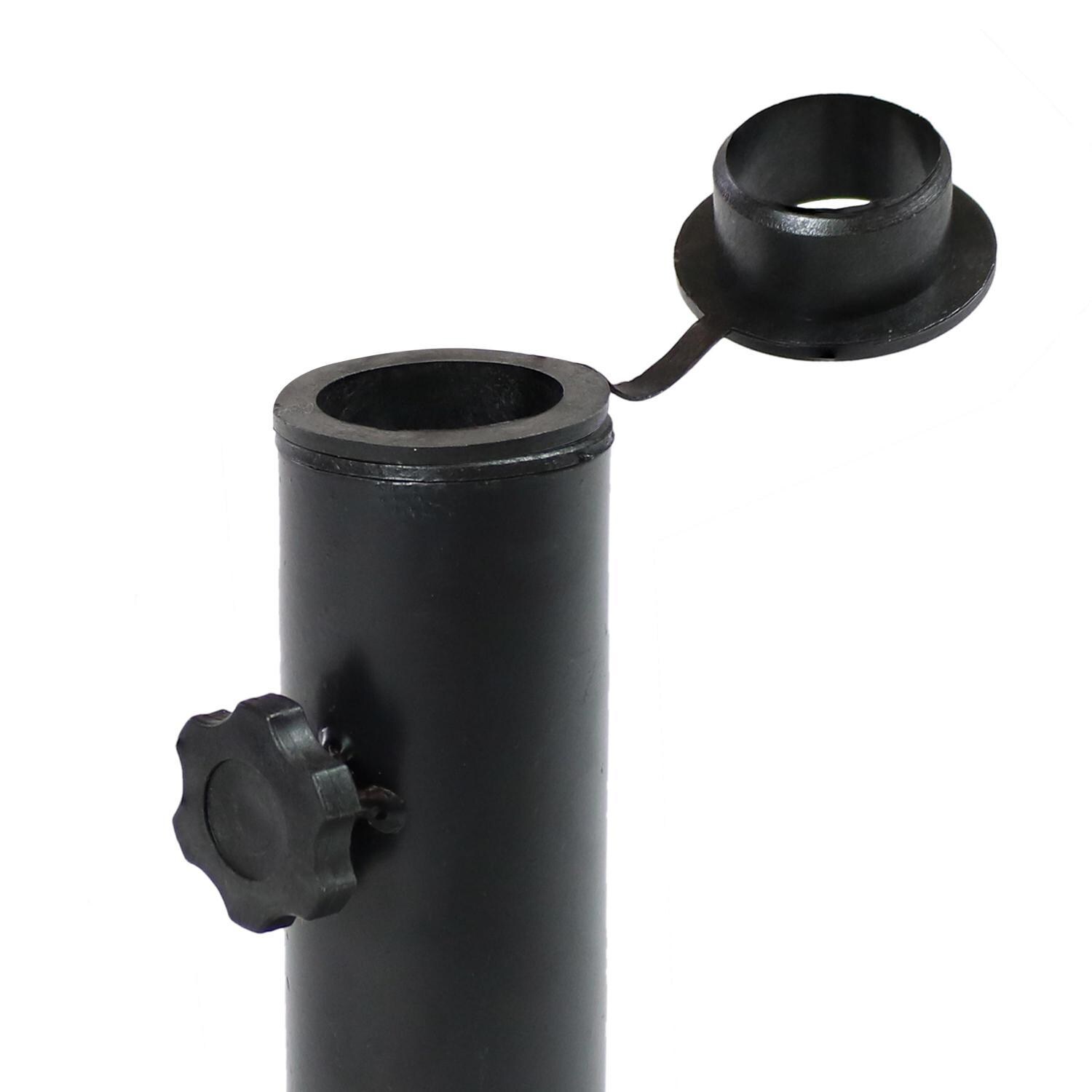 Ultimate Patio 17 Lb Classic Geometric Design Cast Iron Umbrella Base - Black - Thumbscrew & Pole Adapter thumbnail