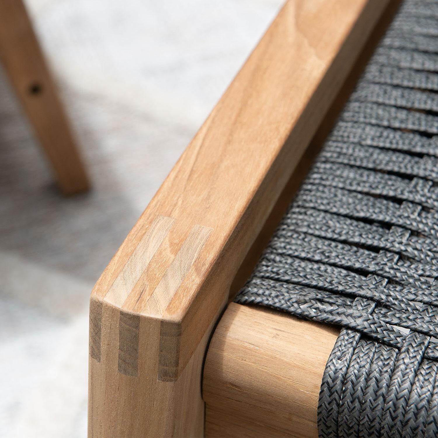 Admiral Rope Sofa in Charcoal Grey by Royal Teak Collection - Teak Material - Detail thumbnail