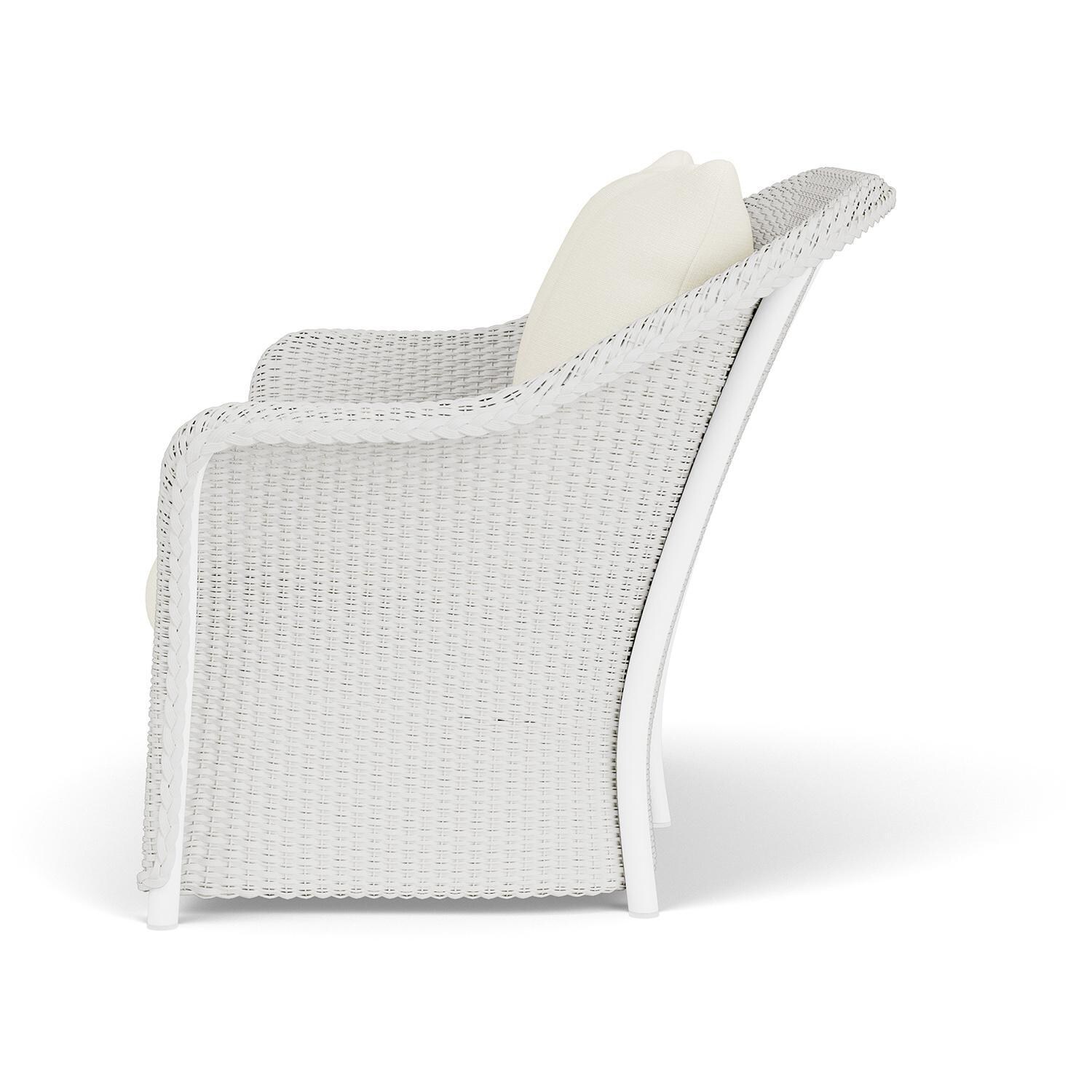 Lloyd Flanders Weekend Retreat Loveseat in Matte White Finish W/ Sailcloth Salt Fabric - Side thumbnail