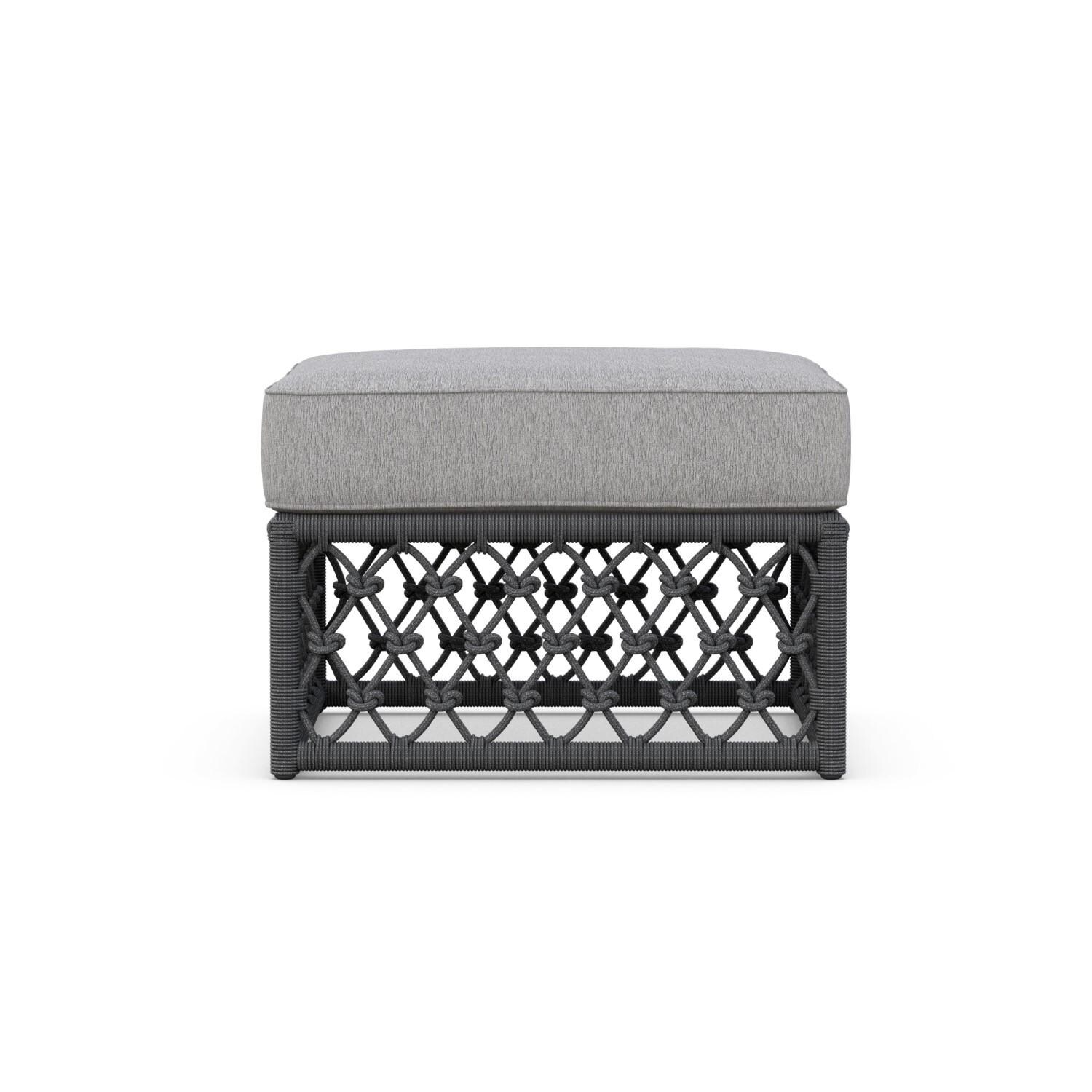 Azzurro Living AME-R07OT-CU Amelia Woven Rope Ottoman in Ash/Fog - Front - White Background thumbnail