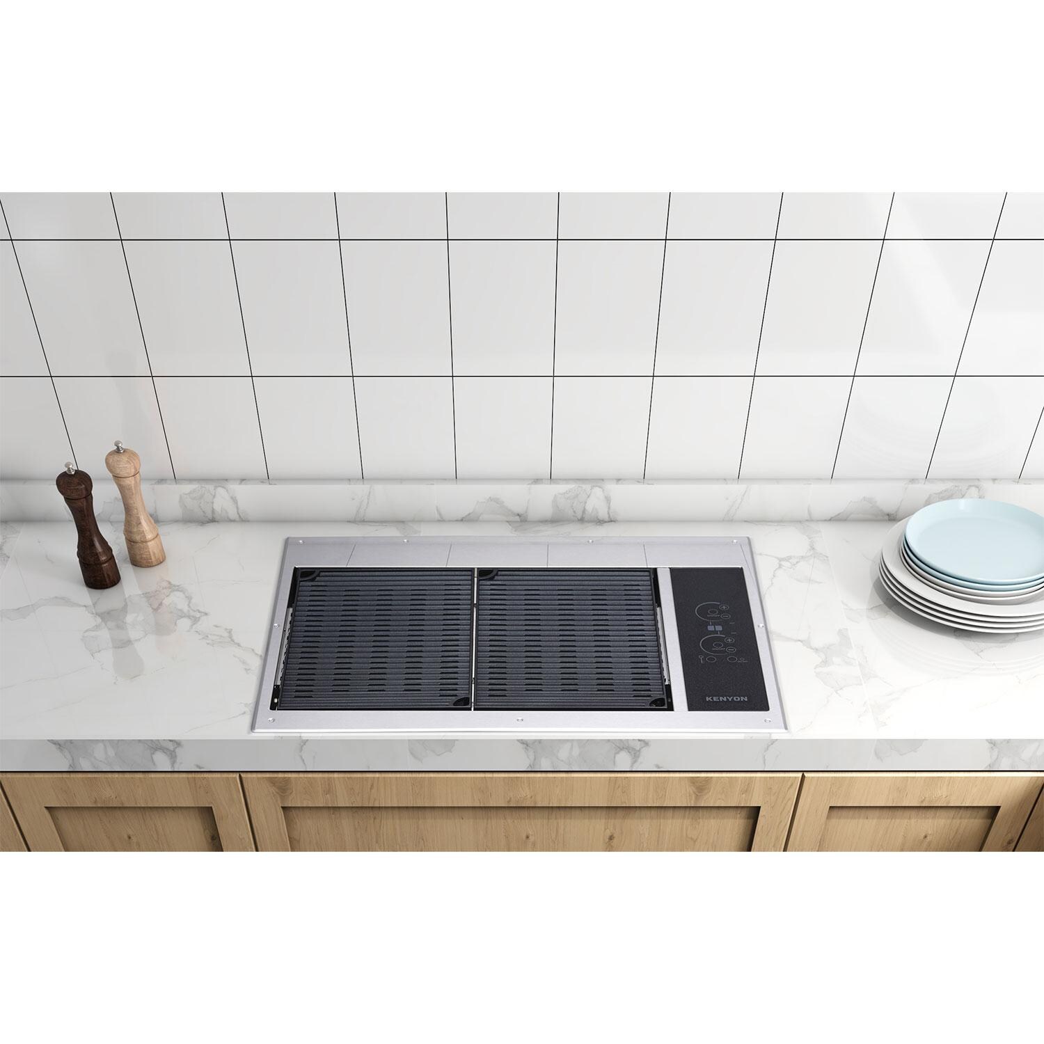 Kenyon Texan Two Zone Built-In 240V Electric Grill - Mounting Holes - No Lid - Lifestyle thumbnail