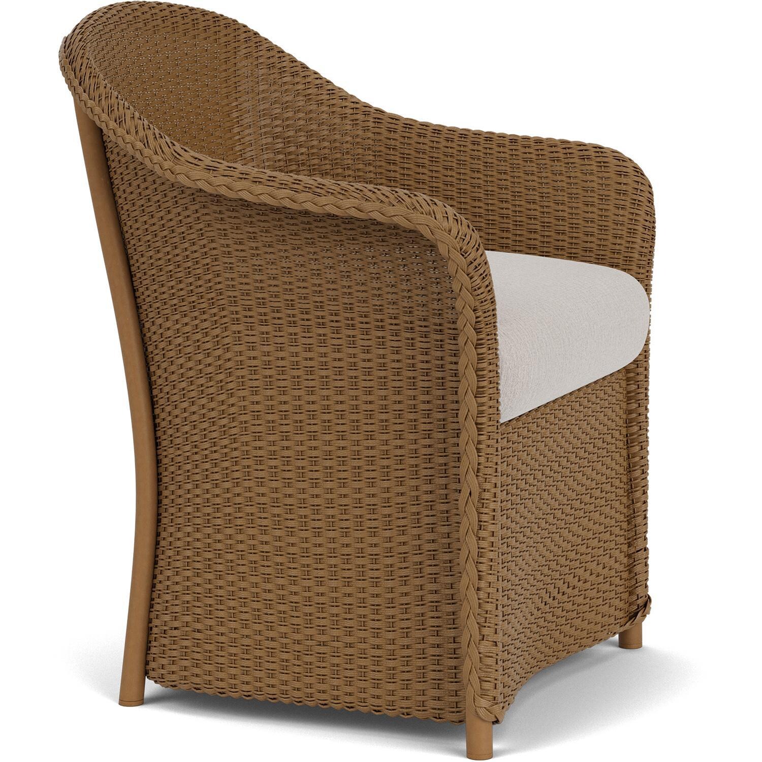 Lloyd Flanders Weekend Retreat Dining Armchair in Hickory Finish W/ Remy Cloud Fabric - Angled thumbnail