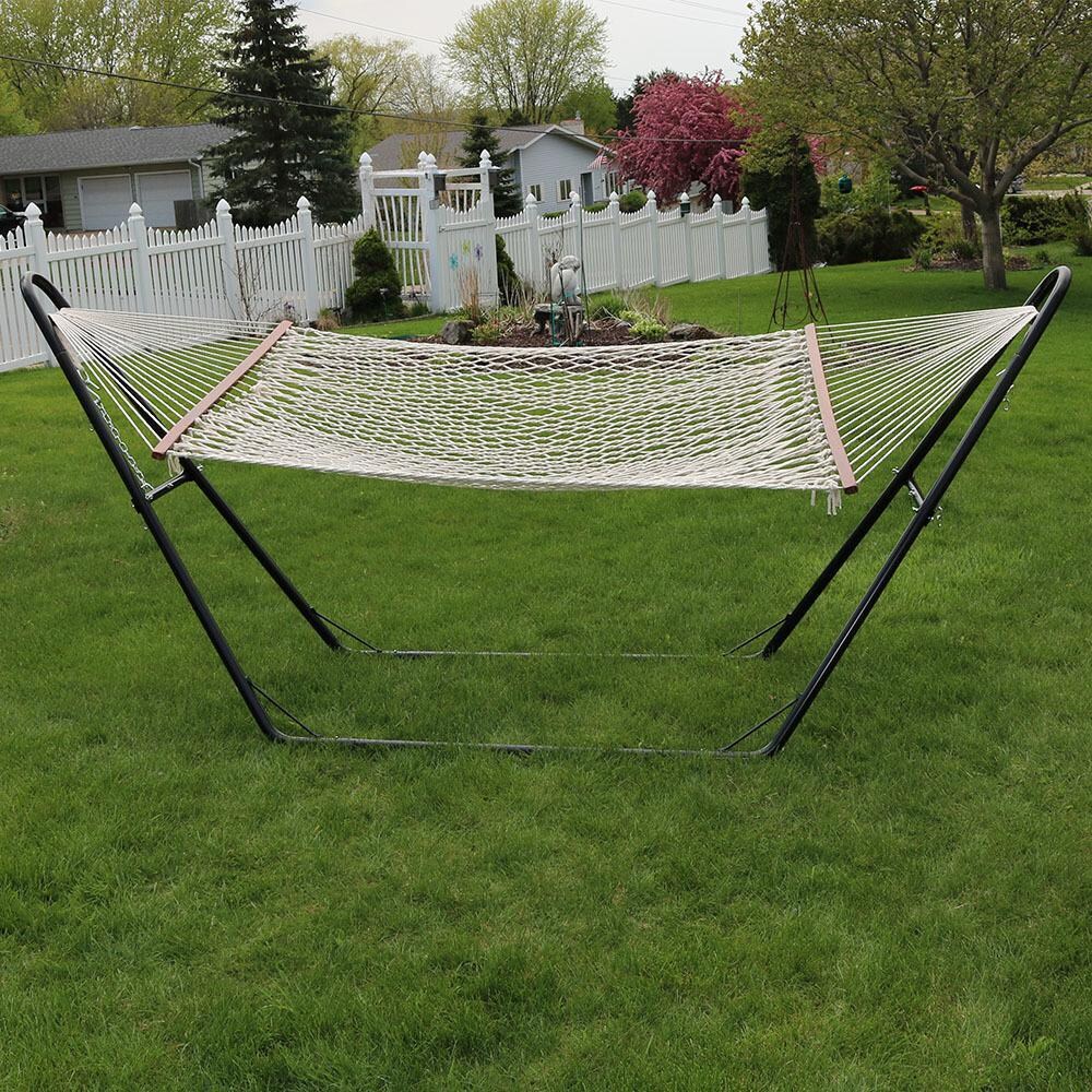Ultimate Patio Classic Double Rope Hammock w/ Universal Multi-Use Stand - White - Lifestyle thumbnail