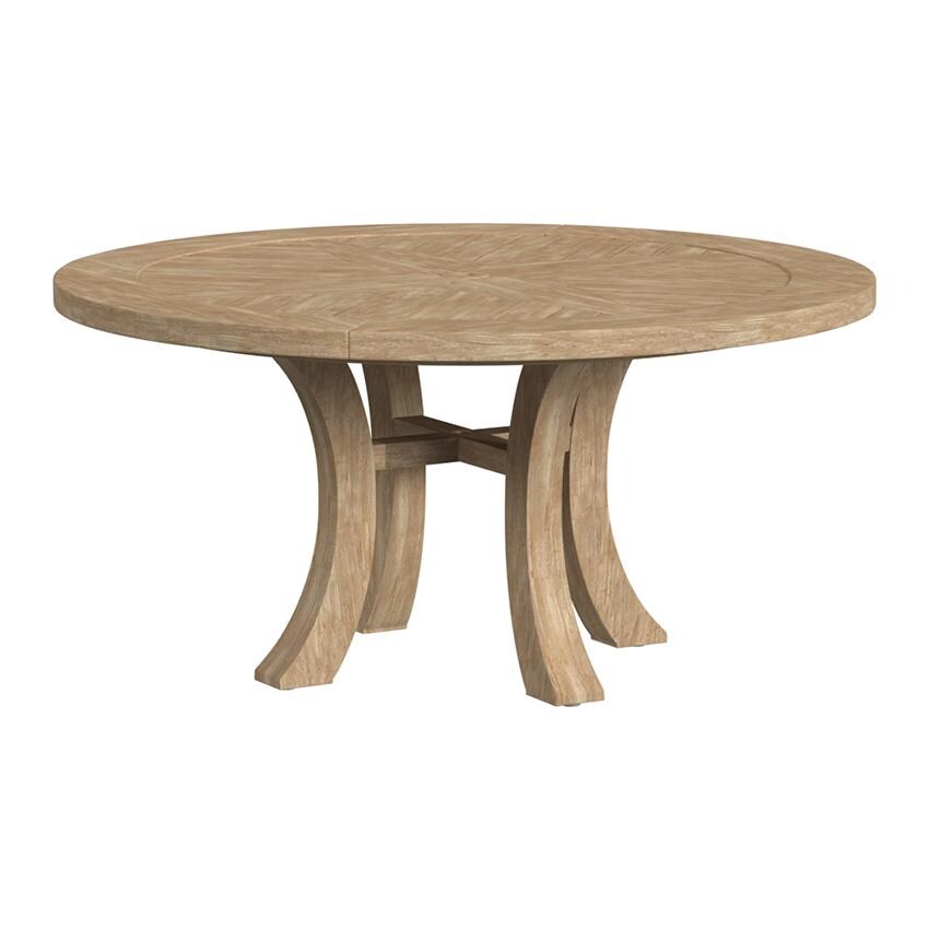 Cambria 60 Inch Light Wood Teak Round Dining Table - White Background thumbnail